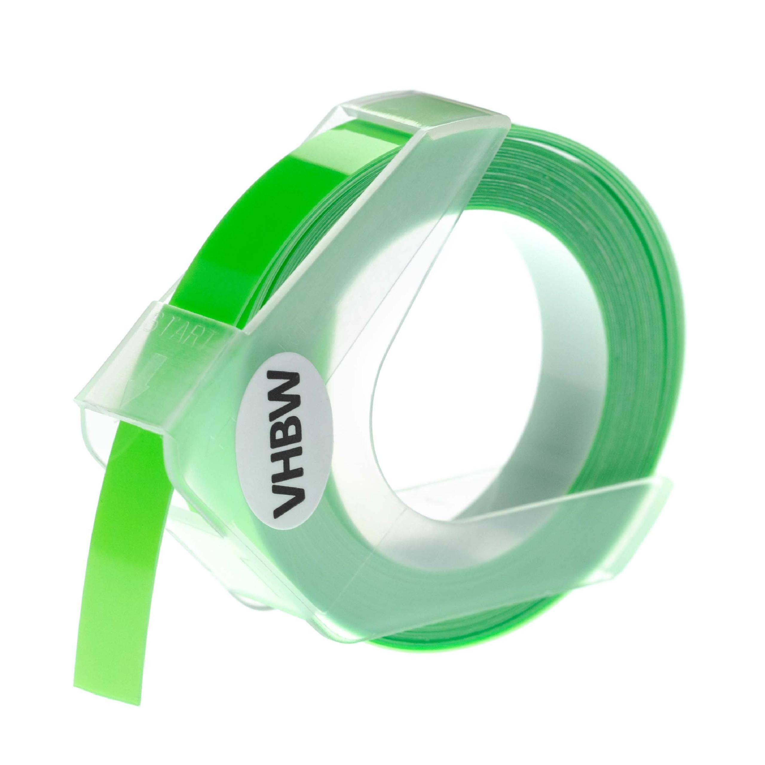 vhbw 3D Prägeband-Kassette kompatibel mit Dymo Caption Maker 1741205 | 814580, E-101 Etiketten-Drucker 3m x 9mm Weiß auf Neon-Grün