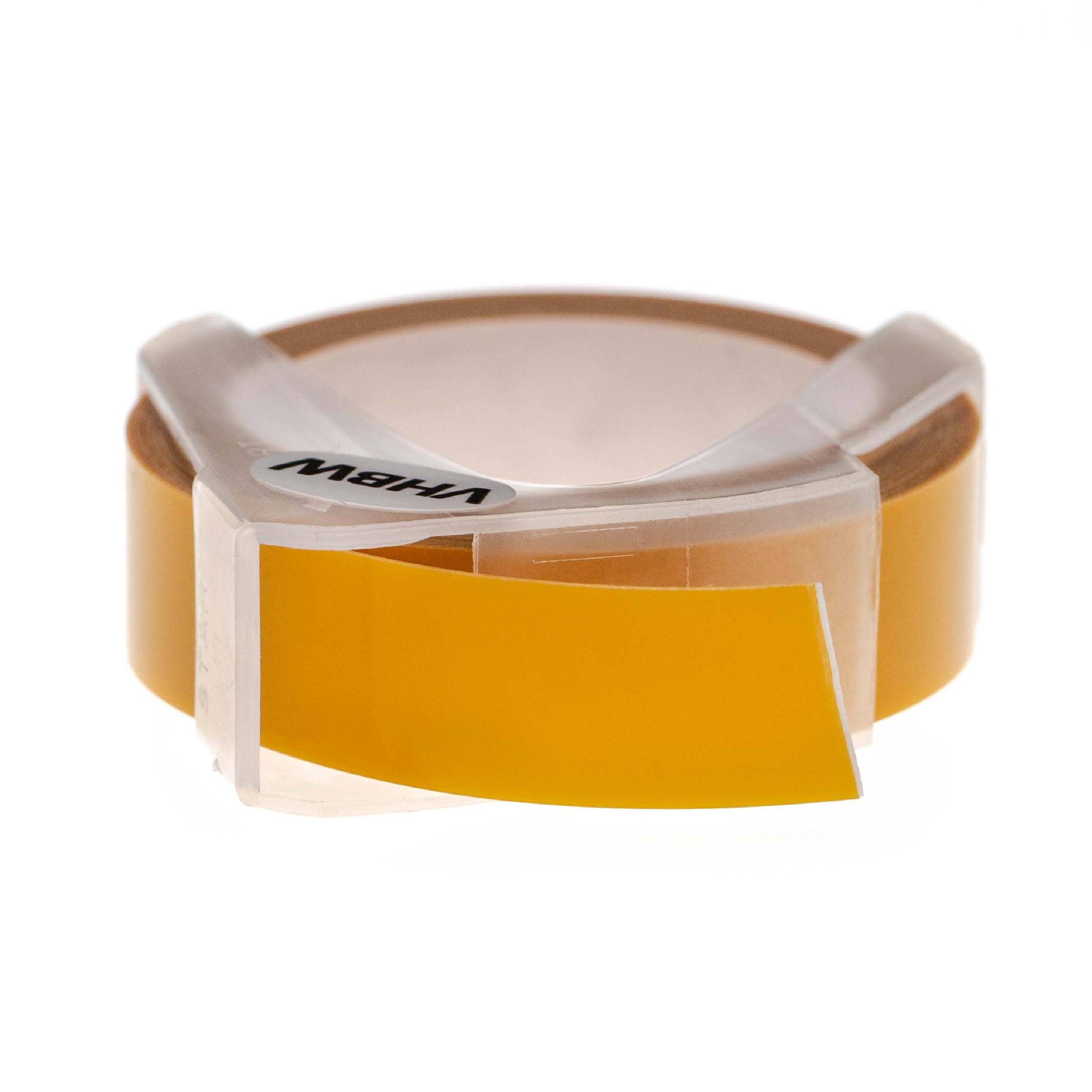 vhbw 3D Prägeband-Schriftband-Kassette Ersatz für Dymo 0898172 für Etiketten-Drucker 3m x 12mm Weiß auf Dunkelgelb