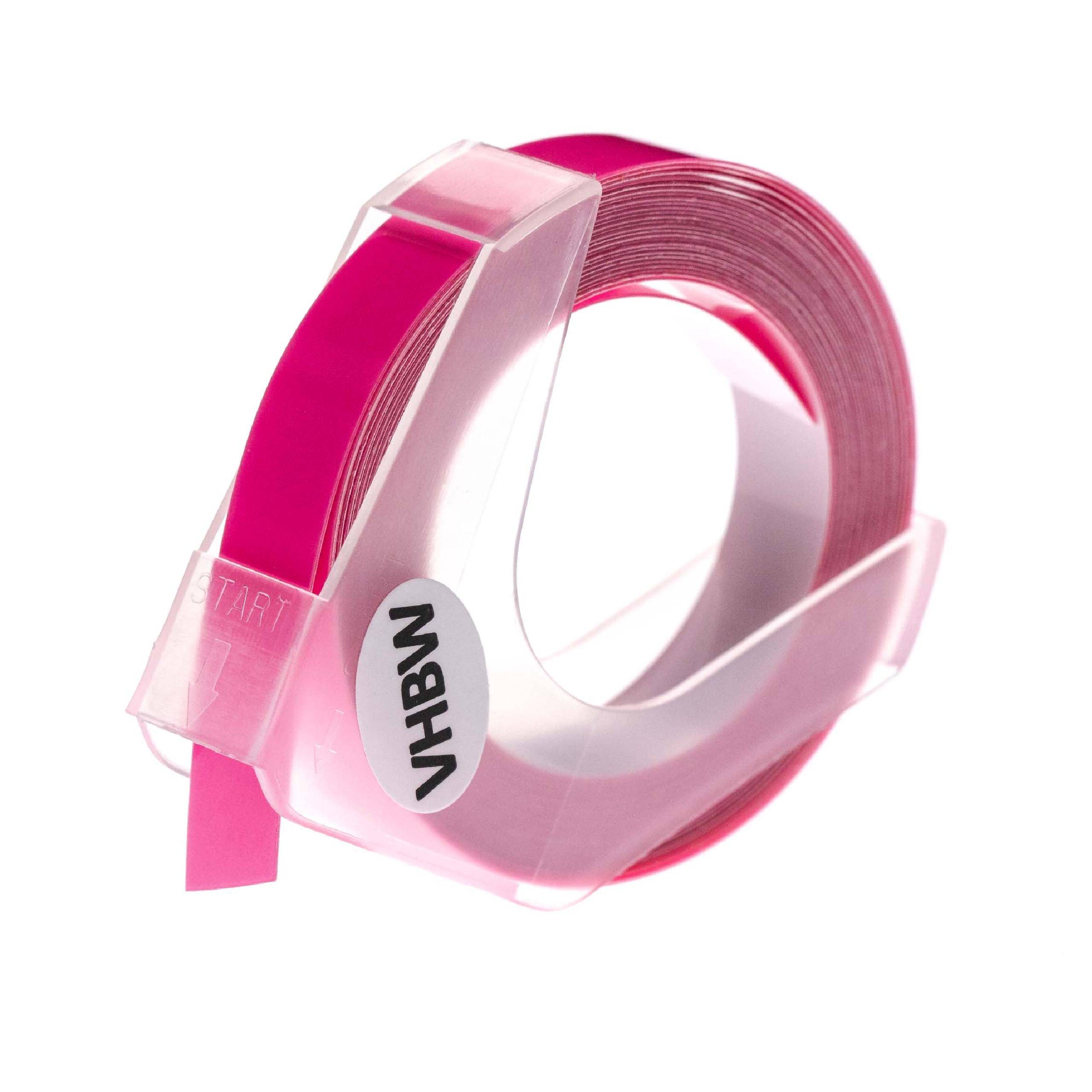 vhbw 3D Prägeband-Schriftband-Kassette kompatibel mit Dymo Label Buddy 20008, Mini, Maxi 1755 Etiketten-Drucker 3m x 9mm Weiß auf Neon-Pink