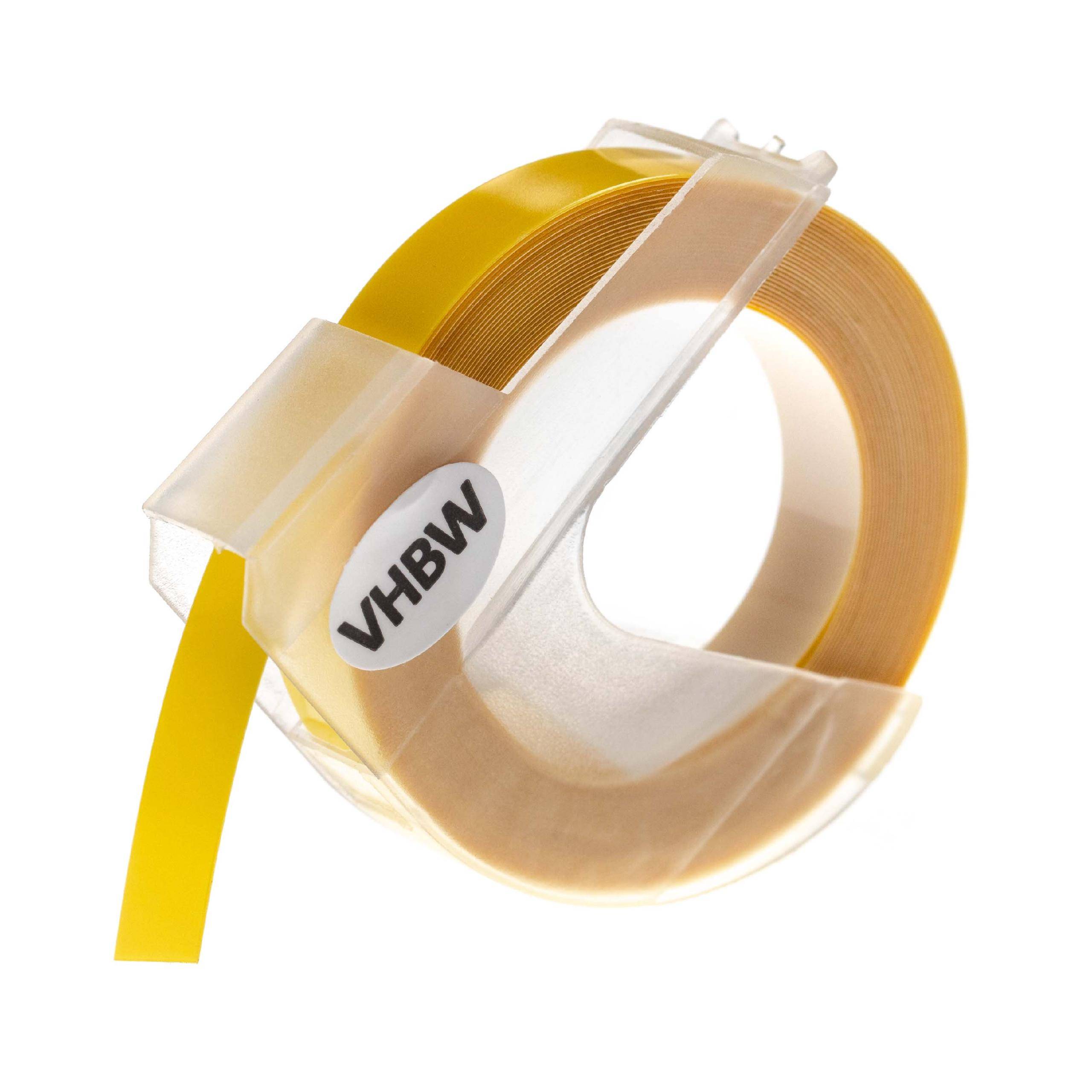vhbw 3D Prägeband-Schriftband-Kassette Ersatz für Dymo 0898220 | S0898220, 520101 für Etiketten-Drucker 3m x 9mm Weiß auf Hellgelb