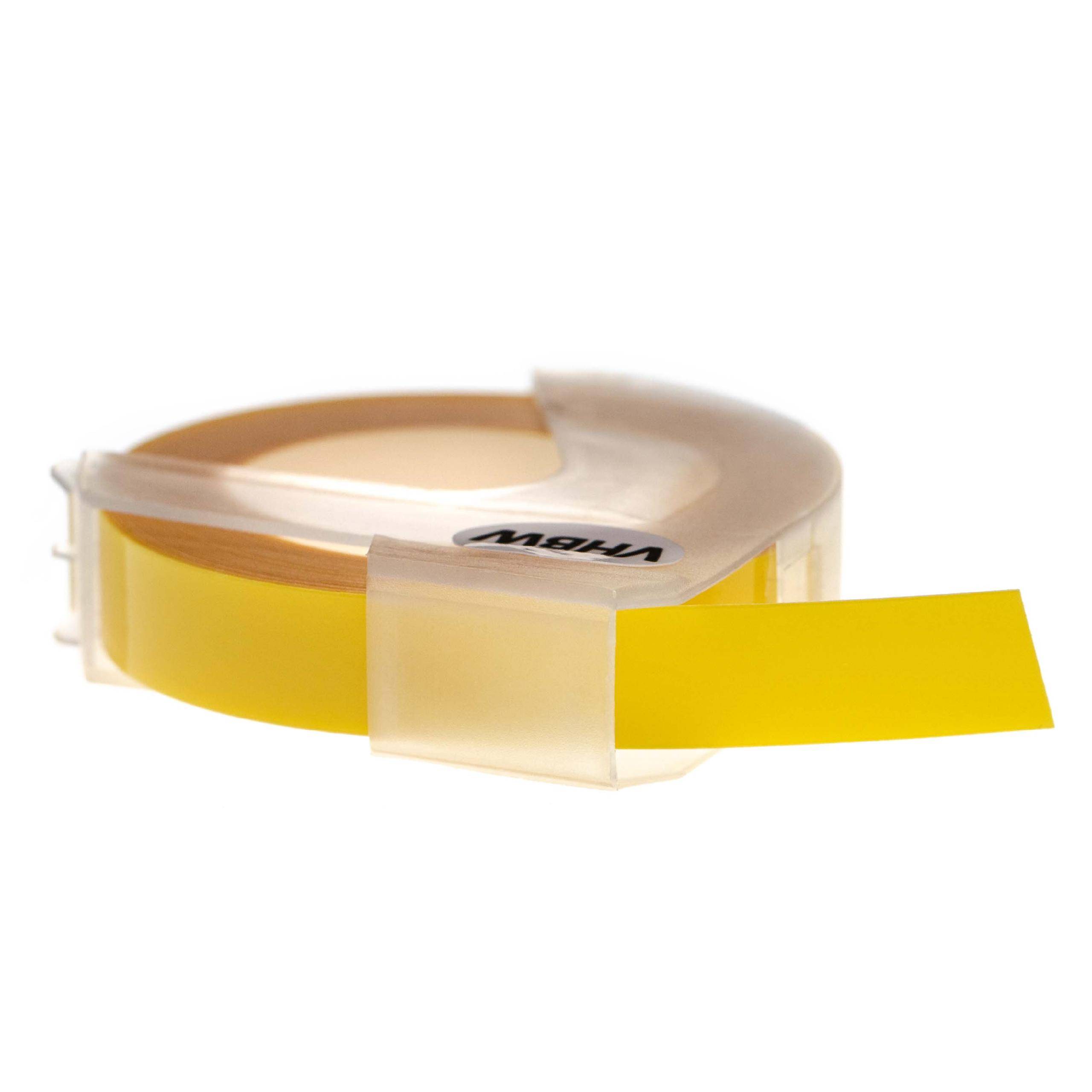 vhbw 3D Prägeband-Schriftband-Kassette Ersatz für Dymo 0898220 | S0898220, 520101 für Etiketten-Drucker 3m x 9mm Weiß auf Hellgelb