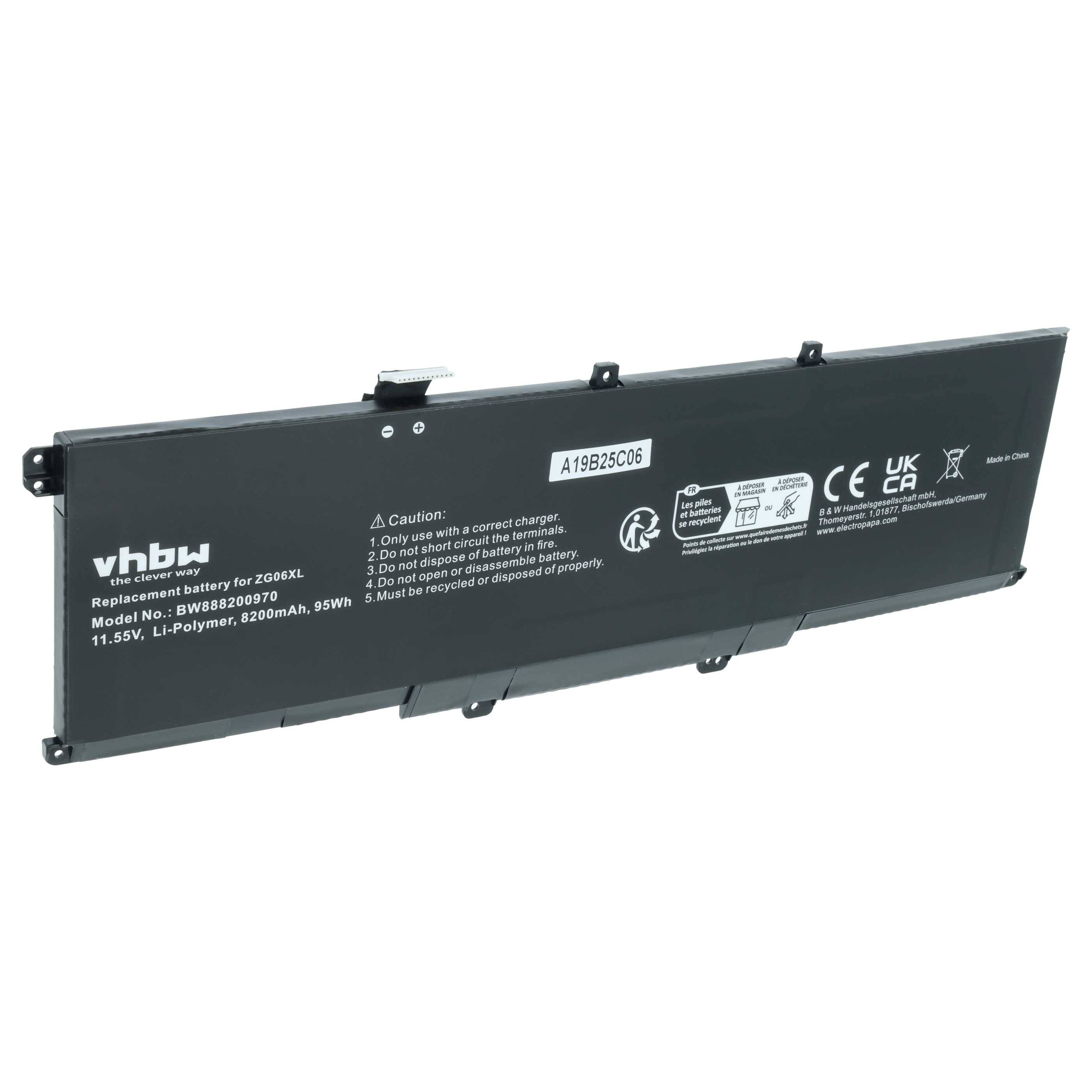 vhbw Akku kompatibel mit HP ZBook Studio x360 G5 2ZC59EA, x360 G5 2ZC62EA, x360 G5 2ZC61EA Notebook (8200 mAh, 11,55 V, Li-Ion)