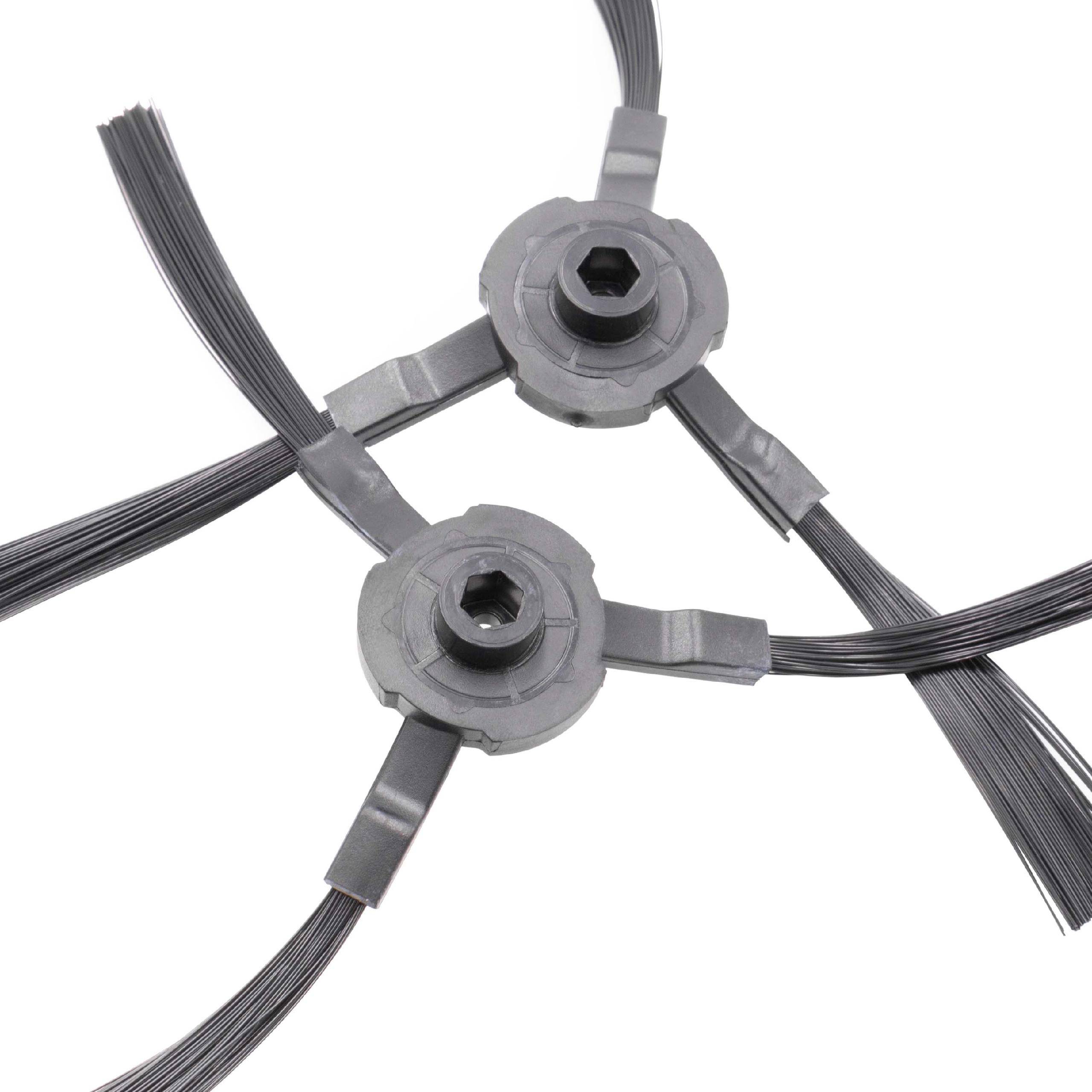 vhbw 2x Seitenbürste kompatibel mit Medion E32 SW, MD18510 Saugroboter - Reinigungsbürsten Set, links/rechts, schwarz