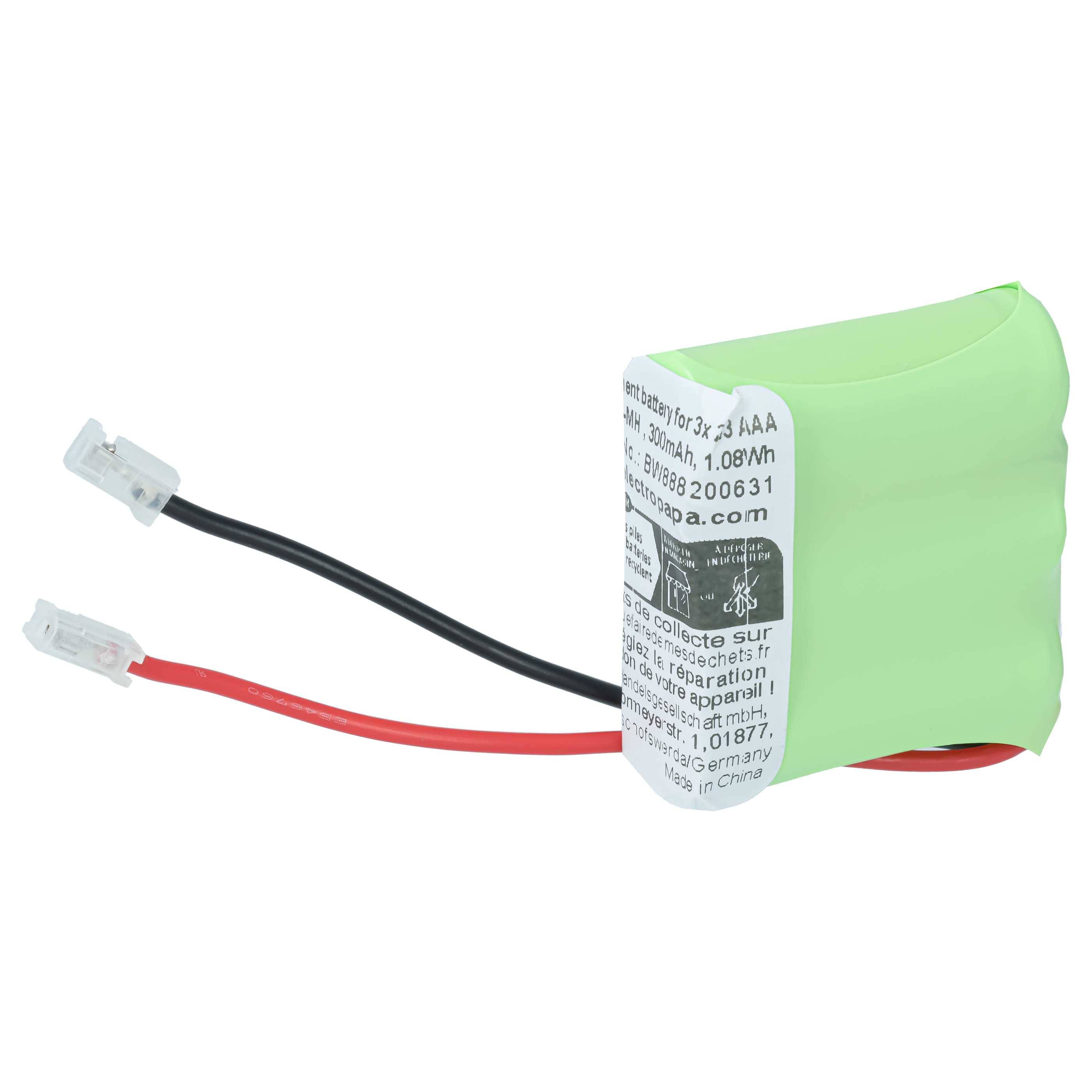 vhbw Akku für diverse Geräte (300mAh, 3,6V, NiMH) 3x Zellen Typ 2/3 AAA, 2/3 Micro