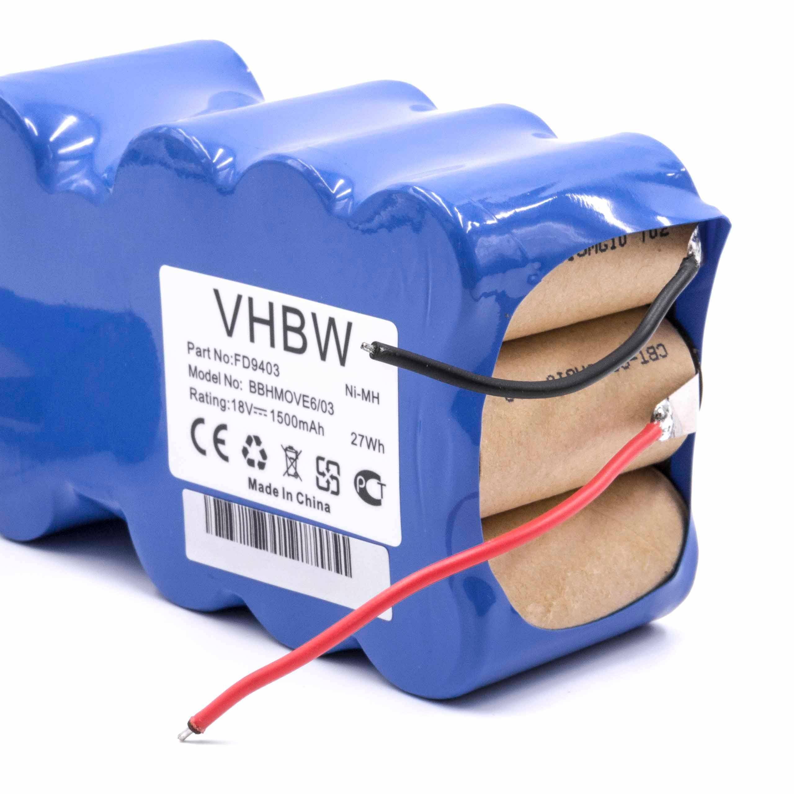 vhbw Akku Ersatz für Bosch 751993, FD9403, 100W + 10W, FD9403 für Staubsauger (1500 mAh, 18 V, NiMH)