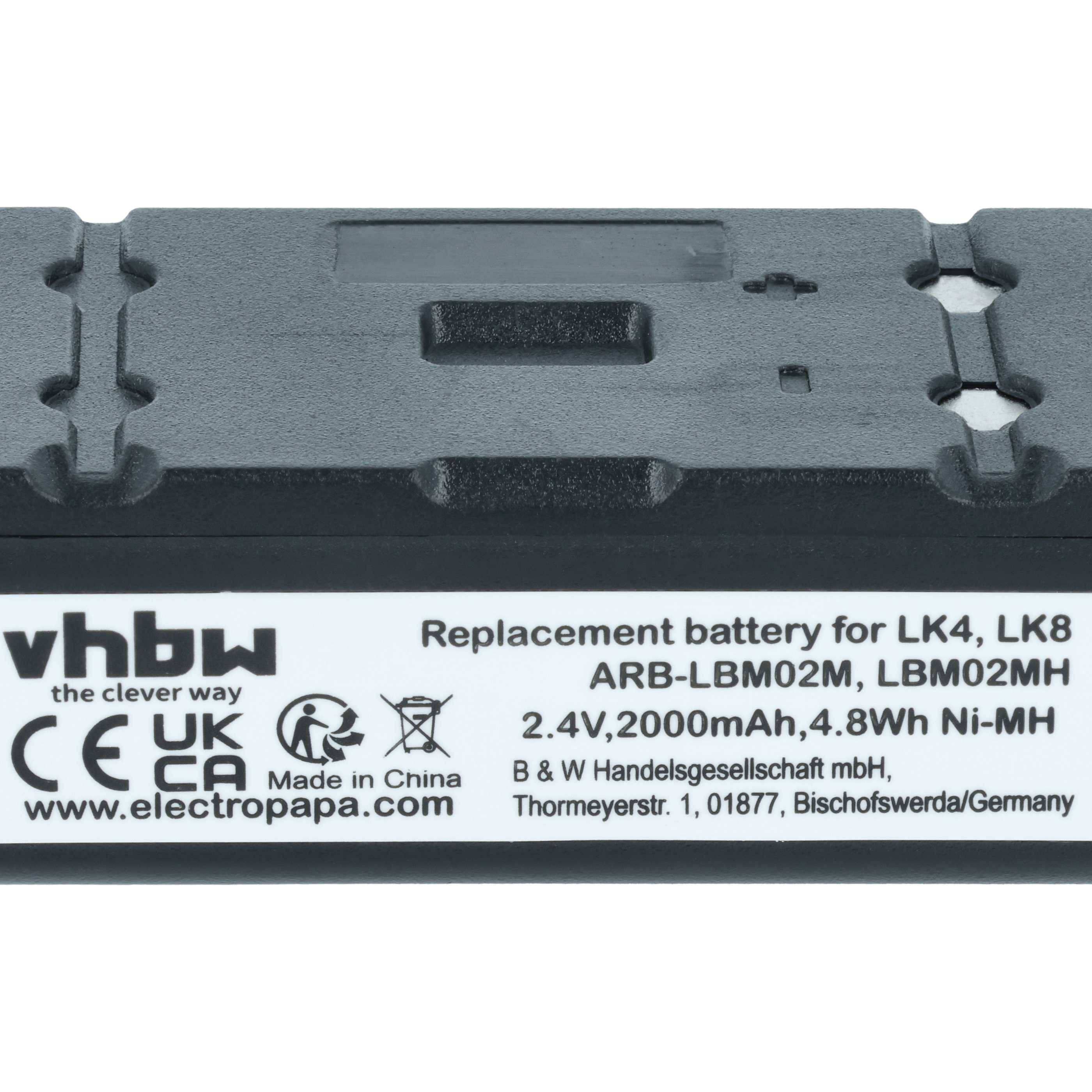vhbw Akku kompatibel mit Autec LK4, LK6, LK8 Fernbedienung Remote Control (2000mAh, 2,4V, NiMH)