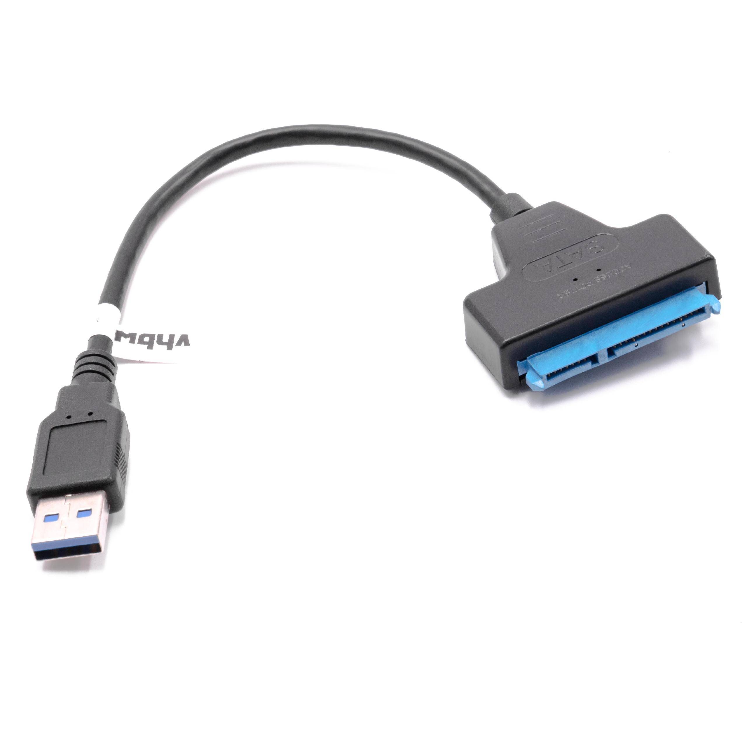 vhbw SATA III zu USB 3.0 Adapter, Anschlusskabel für 2'5" HDD, SSD Festplatten - Festplattenkabel, Plug & Play Fähig, Schwarz Blau