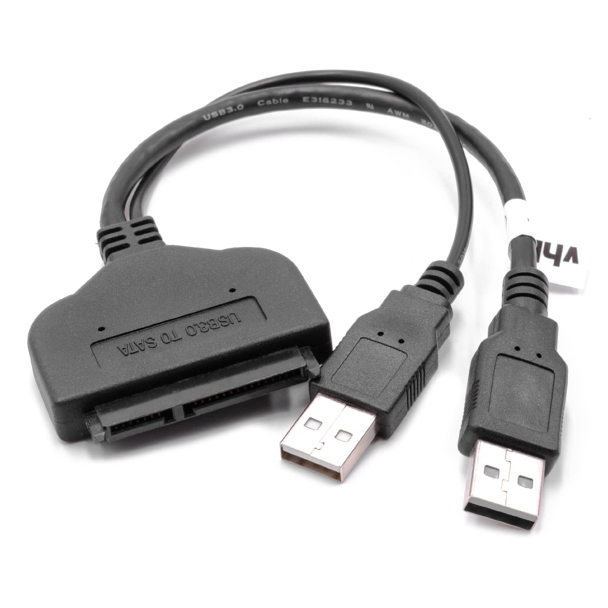 vhbw SATA III zu USB 3.0 Adapter, Anschlusskabel für 2'5" HDD, SSD Festplatten - Festplattenkabel, Plug & Play Fähig, Schwarz