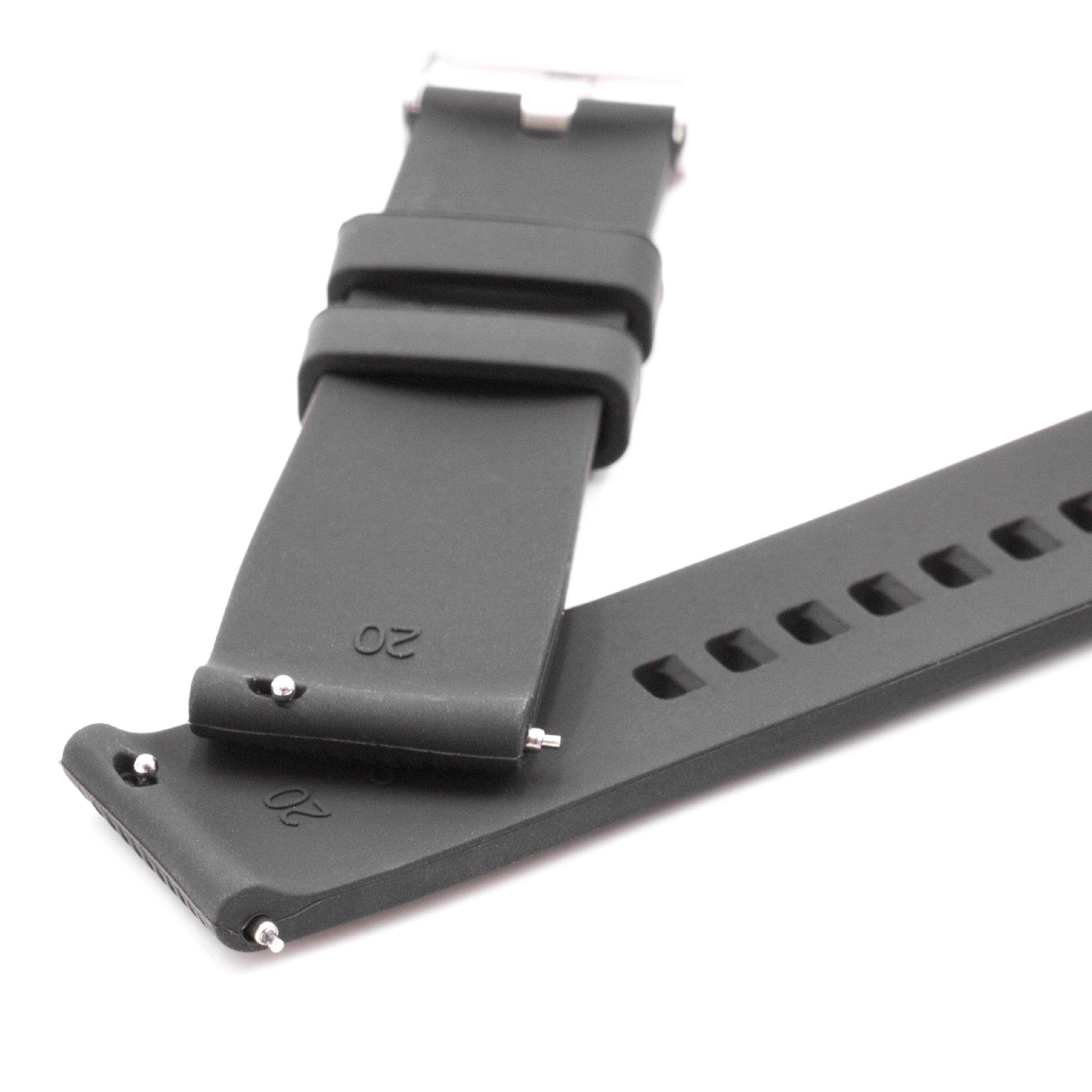 vhbw Ersatz S Armband kompatibel mit Samsung Galaxy Watch 42mm Fitnessuhr, Smartwatch - 11,1 + 73 cm geriffelt Silikon schwarz