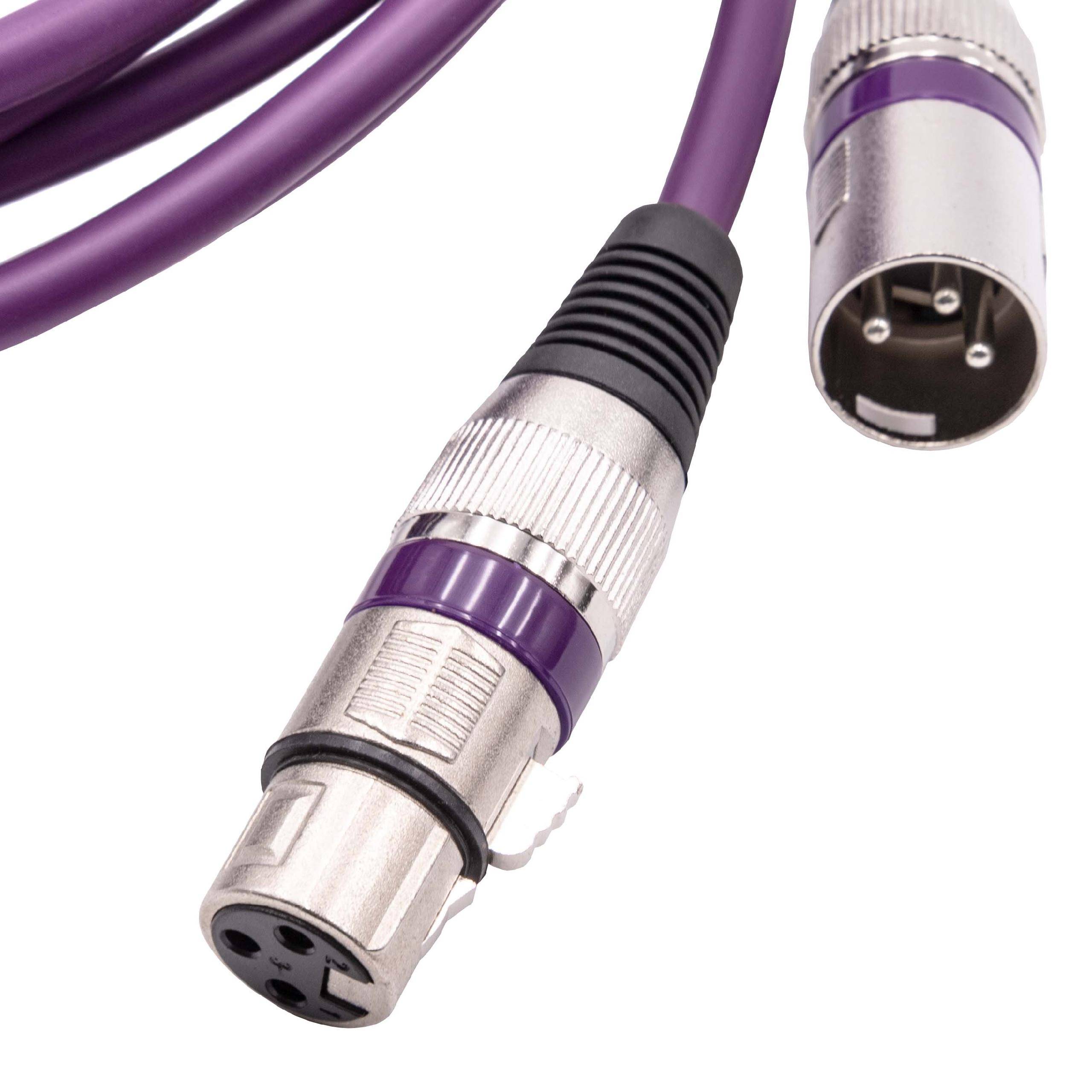vhbw DMX-Kabel XLR Stecker auf XLR Buchse kompatibel mit Beleuchtung, Schweinwerfer, Bühnenlicht - 3-polig, PVC Kabel-Mantel, lila, 2m