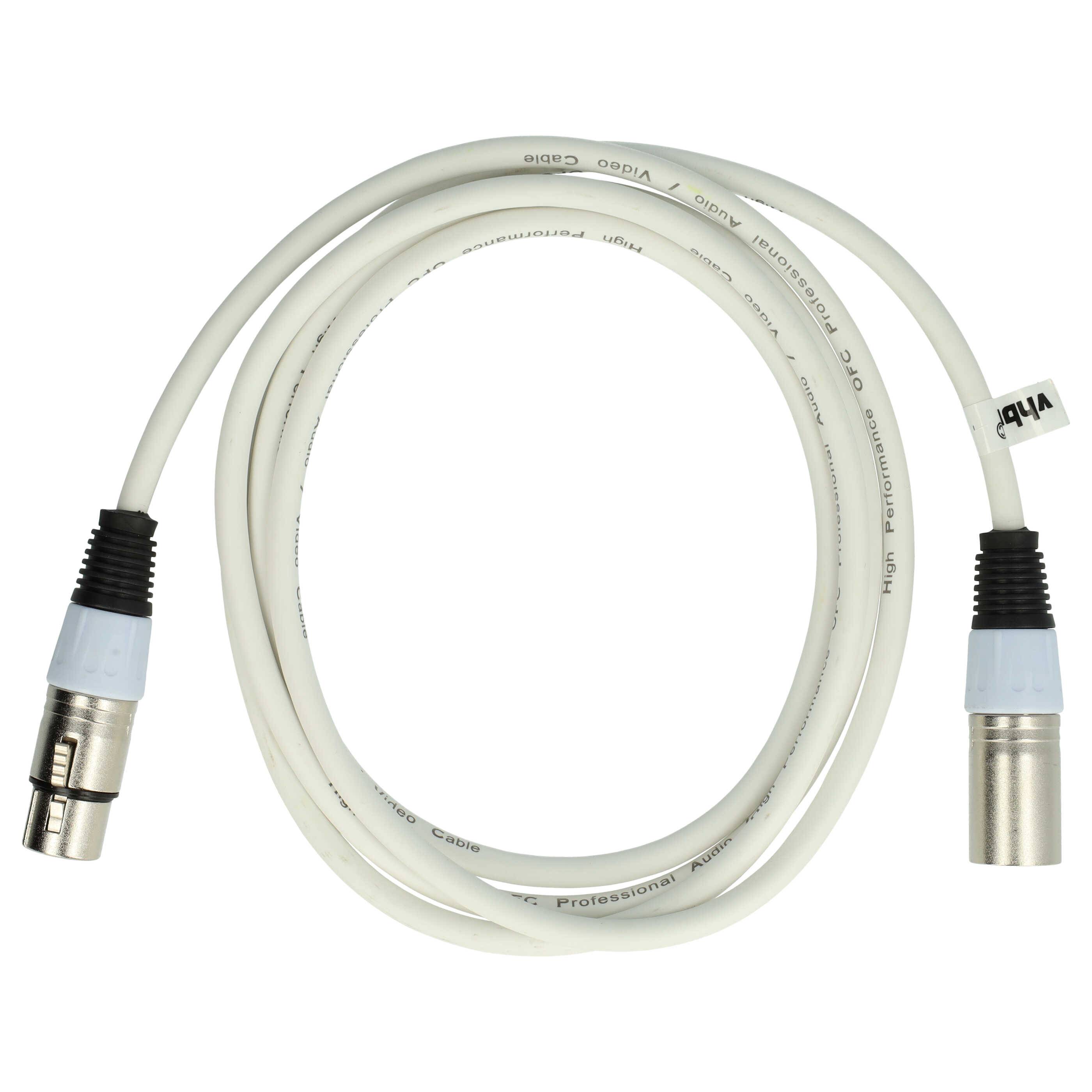 vhbw DMX-Kabel XLR Stecker auf XLR Buchse kompatibel mit Beleuchtung, Schweinwerfer, Bühnenlicht - 3-polig, PVC Kabel-Mantel, weiß, 2m