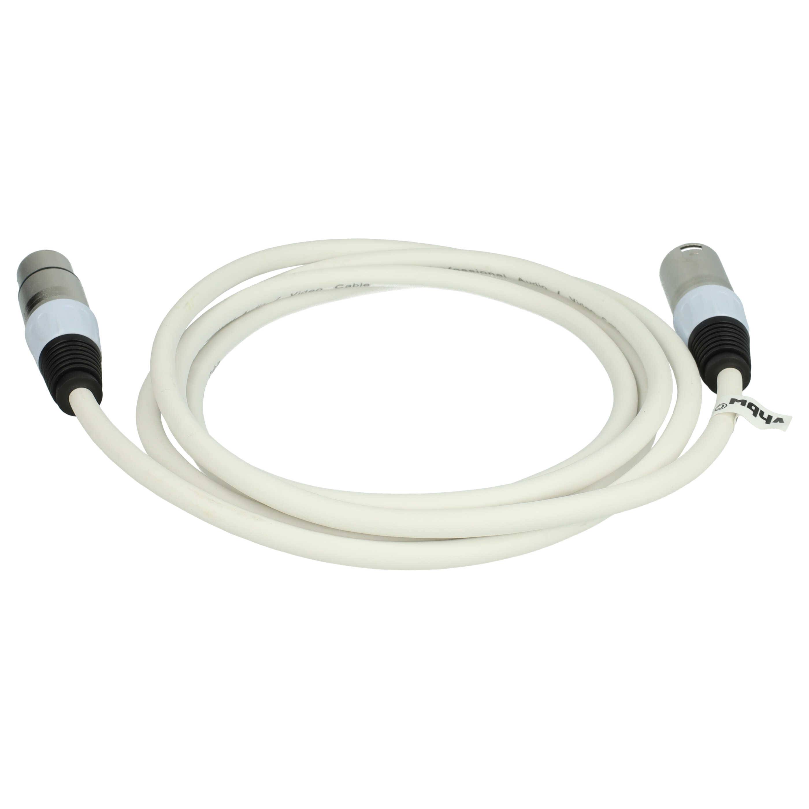 vhbw DMX-Kabel XLR Stecker auf XLR Buchse kompatibel mit Beleuchtung, Schweinwerfer, Bühnenlicht - 3-polig, PVC Kabel-Mantel, weiß, 2m