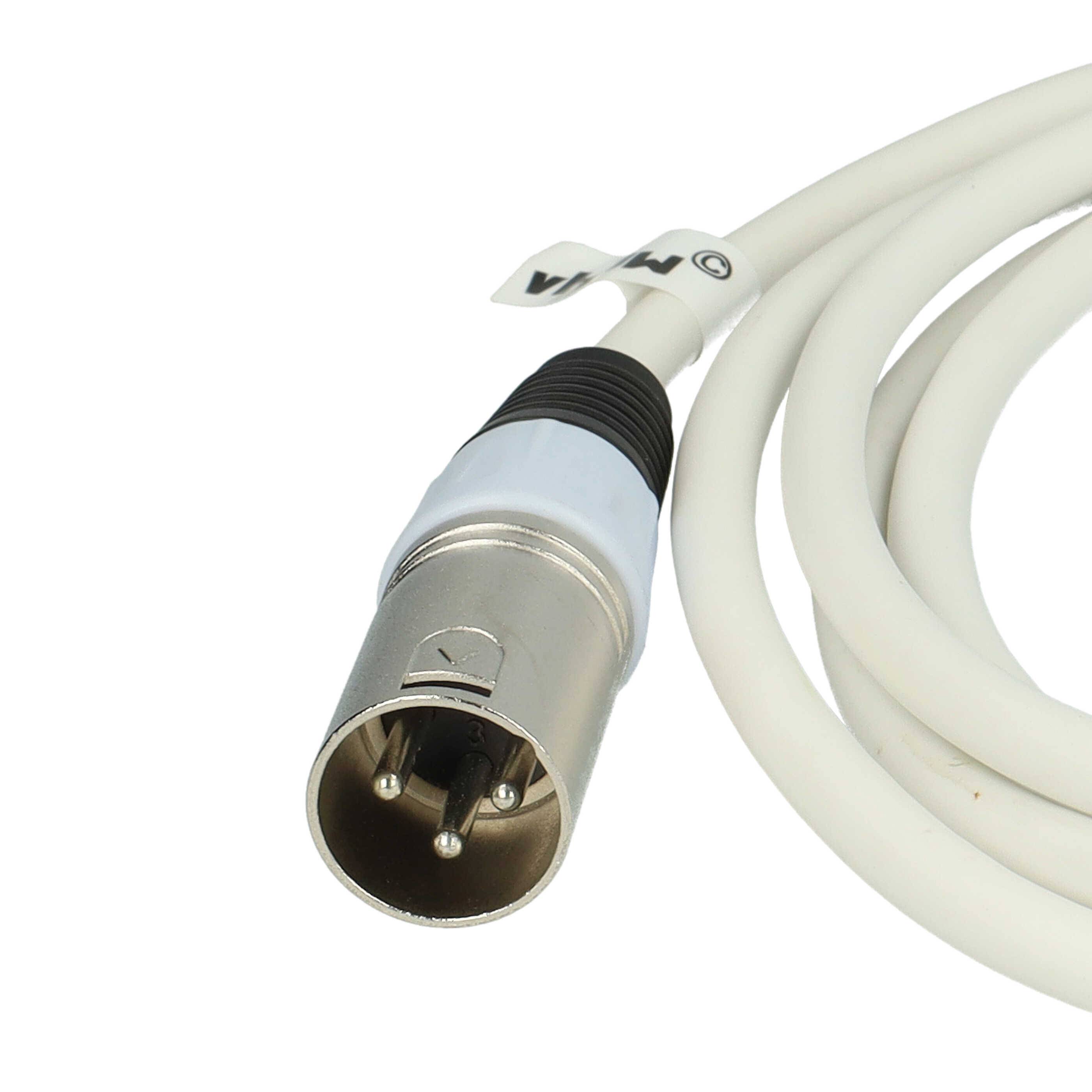 vhbw DMX-Kabel XLR Stecker auf XLR Buchse kompatibel mit Beleuchtung, Schweinwerfer, Bühnenlicht - 3-polig, PVC Kabel-Mantel, weiß, 2m
