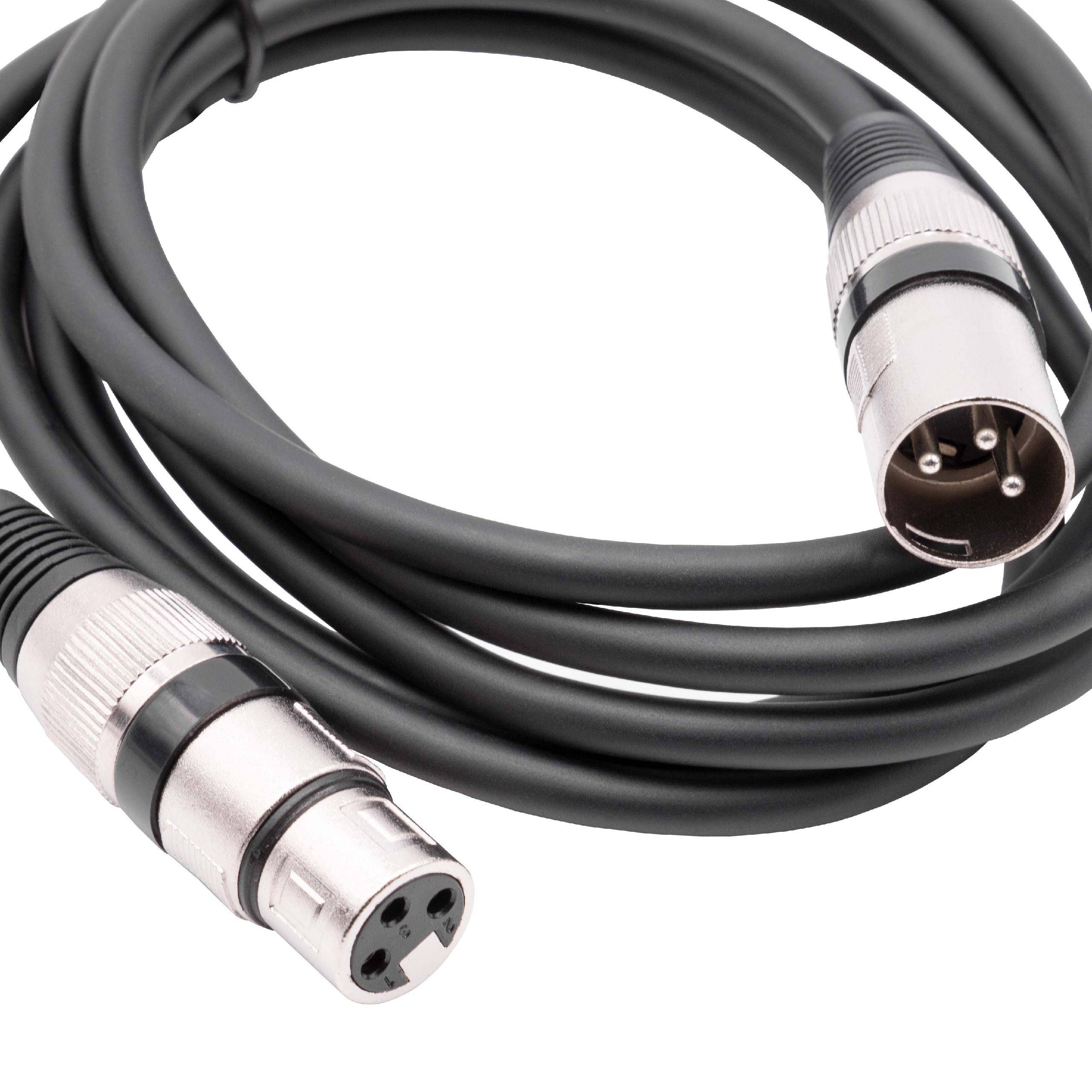 vhbw DMX-Kabel XLR Stecker auf XLR Buchse kompatibel mit Beleuchtung, Schweinwerfer, Bühnenlicht - 3-polig, PVC Kabel-Mantel, schwarz, 2m