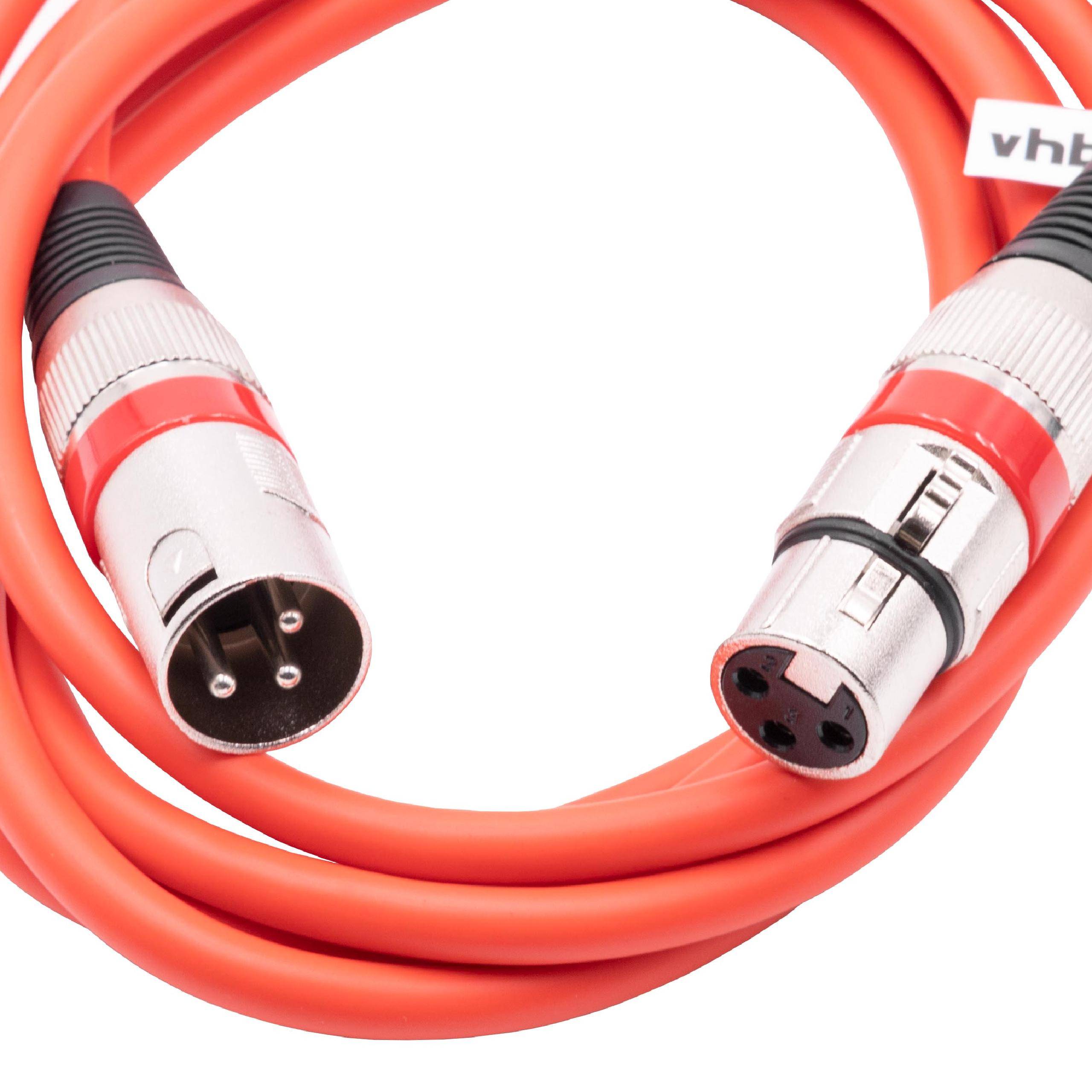 vhbw DMX-Kabel XLR Stecker auf XLR Buchse kompatibel mit Beleuchtung, Schweinwerfer, Bühnenlicht - 3-polig, PVC Kabel-Mantel, rot, 2m