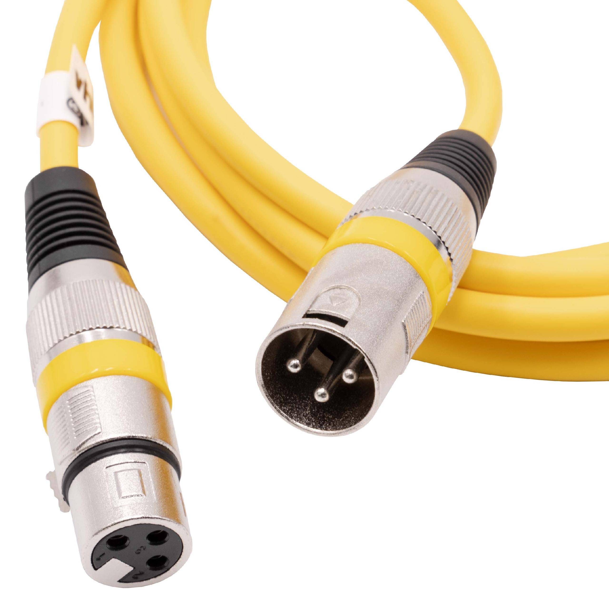 vhbw DMX-Kabel XLR Stecker auf XLR Buchse kompatibel mit Beleuchtung, Schweinwerfer, Bühnenlicht - 3-polig, PVC Kabel-Mantel, gelb, 2m