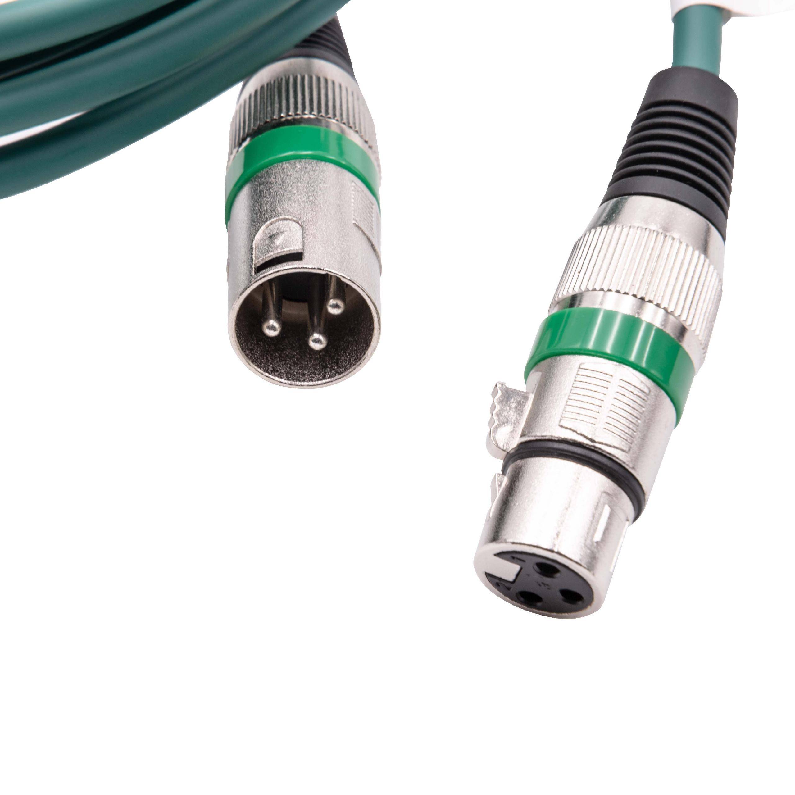 vhbw DMX-Kabel XLR Stecker auf XLR Buchse kompatibel mit Beleuchtung, Schweinwerfer, Bühnenlicht - 3-polig, PVC Kabel-Mantel, grün, 2m
