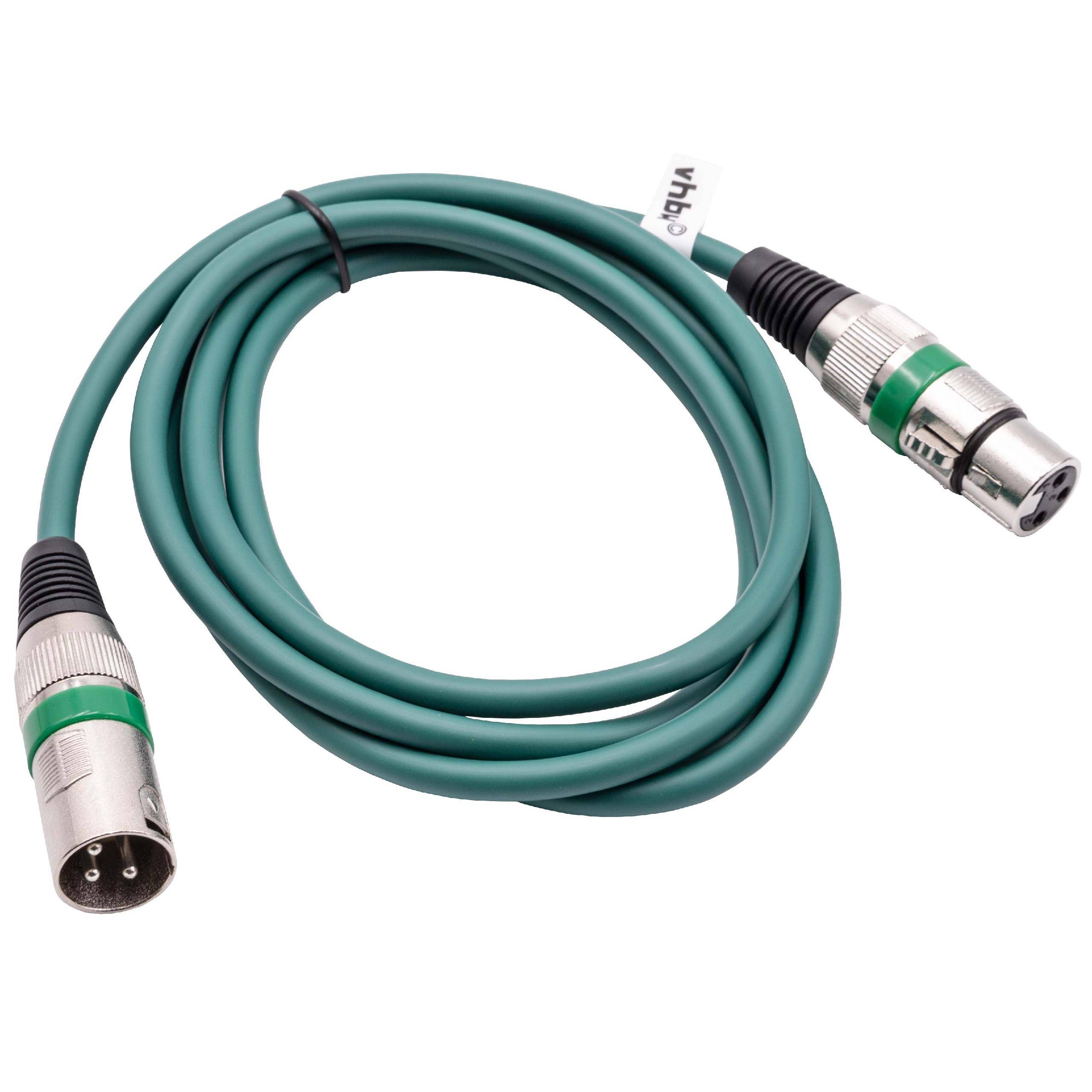 vhbw DMX-Kabel XLR Stecker auf XLR Buchse kompatibel mit Beleuchtung, Schweinwerfer, Bühnenlicht - 3-polig, PVC Kabel-Mantel, grün, 2m