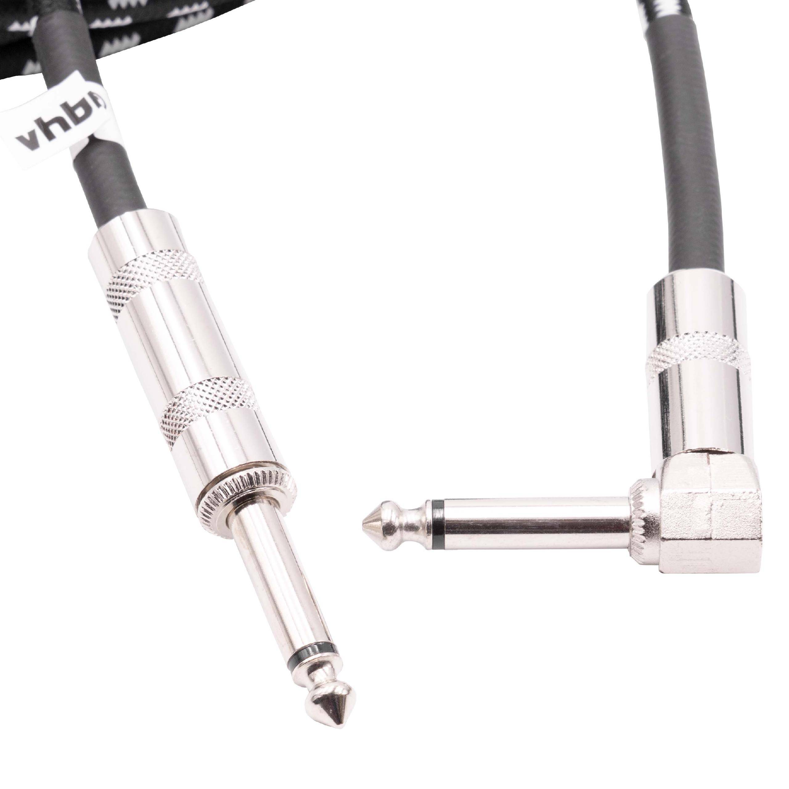 vhbw 3m AUX Gitarrenkabel kompatibel mit alle 6,35mm Buchsen | Audiokabel mit 6,35mm Klinkenstecker, Gerade-Gewinkelt, Geflochten