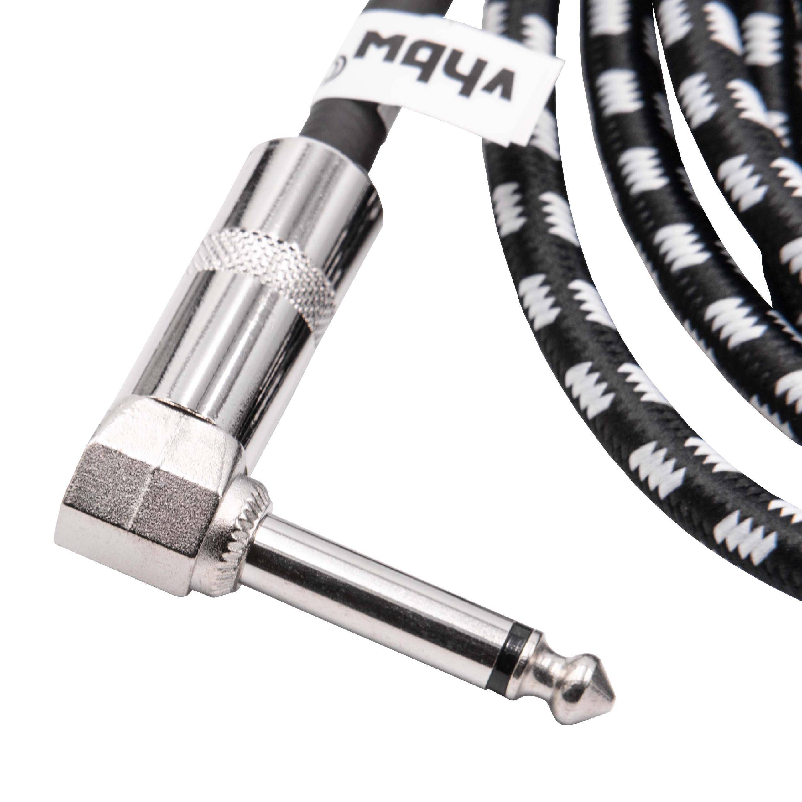 vhbw 3m AUX Gitarrenkabel kompatibel mit alle 6,35mm Buchsen | Audiokabel mit 6,35mm Klinkenstecker, Gewinkelt, Geflochten