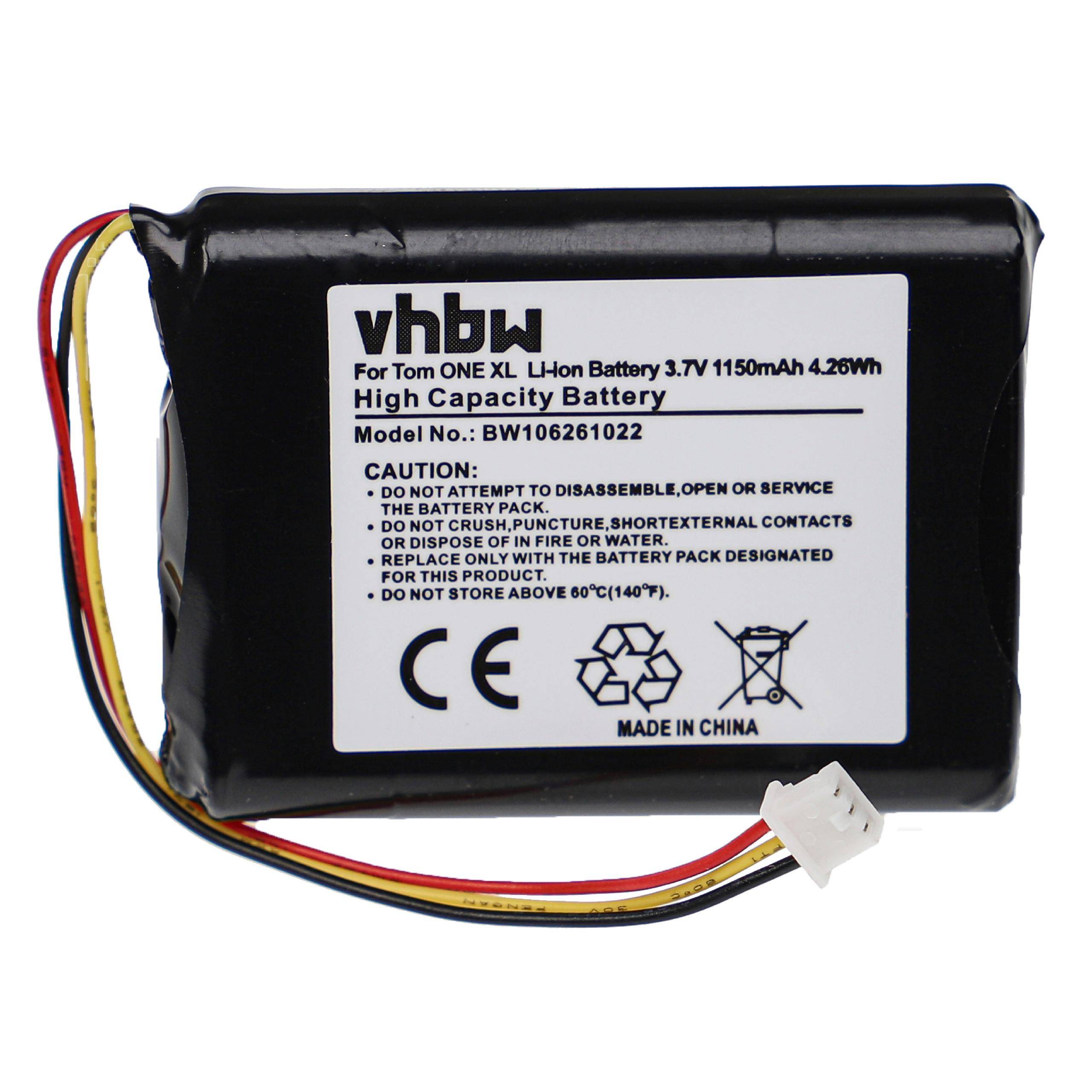 vhbw Akku kompatibel mit TomTom One XL, V2/V3 GPS Navigation Navi (1150 mAh, 3,7 V, Li-Ion)