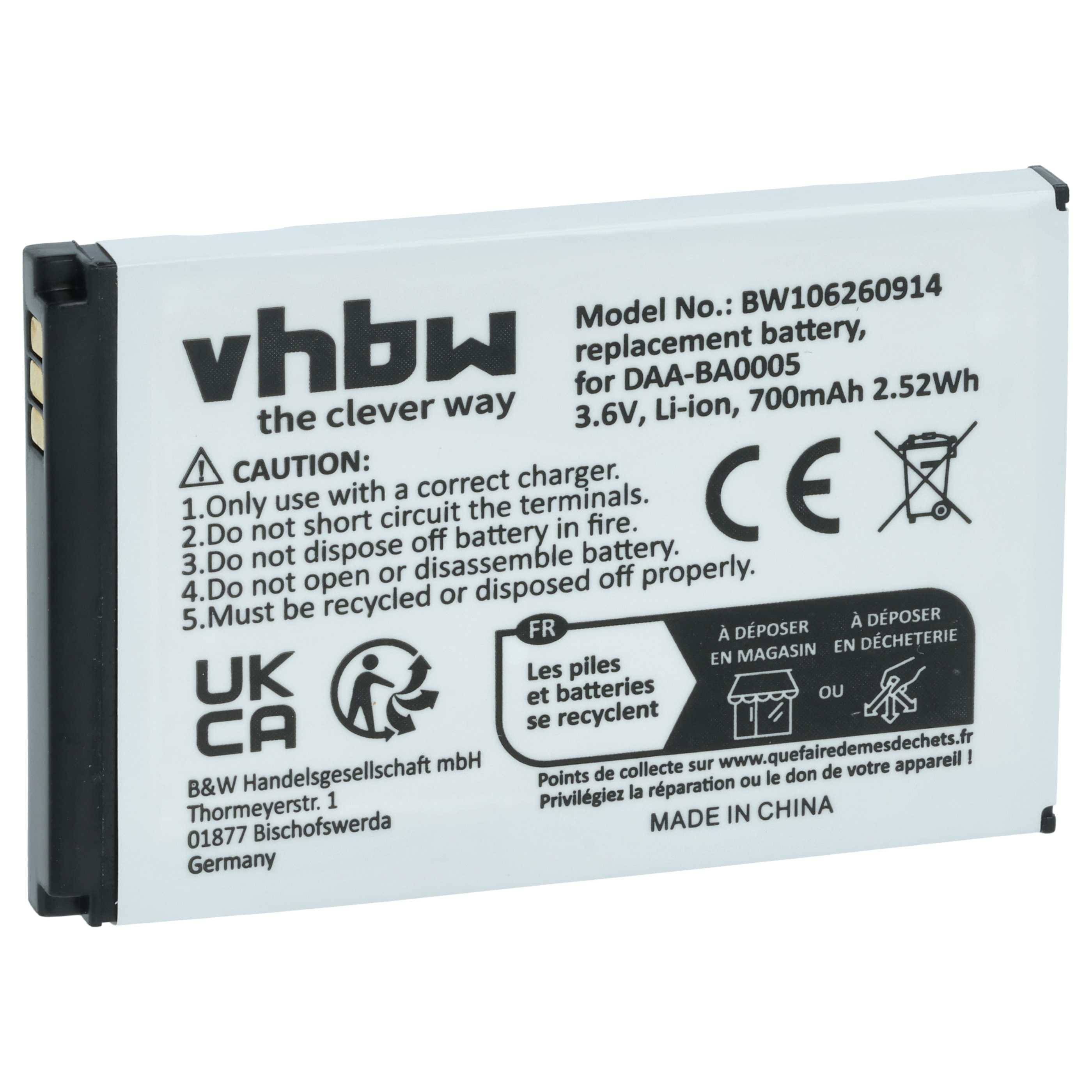 vhbw Akku kompatibel mit Creative Zen Micro Photo MP3-Player Musik Player (700mAh, 3,7V, Li-Polymer)