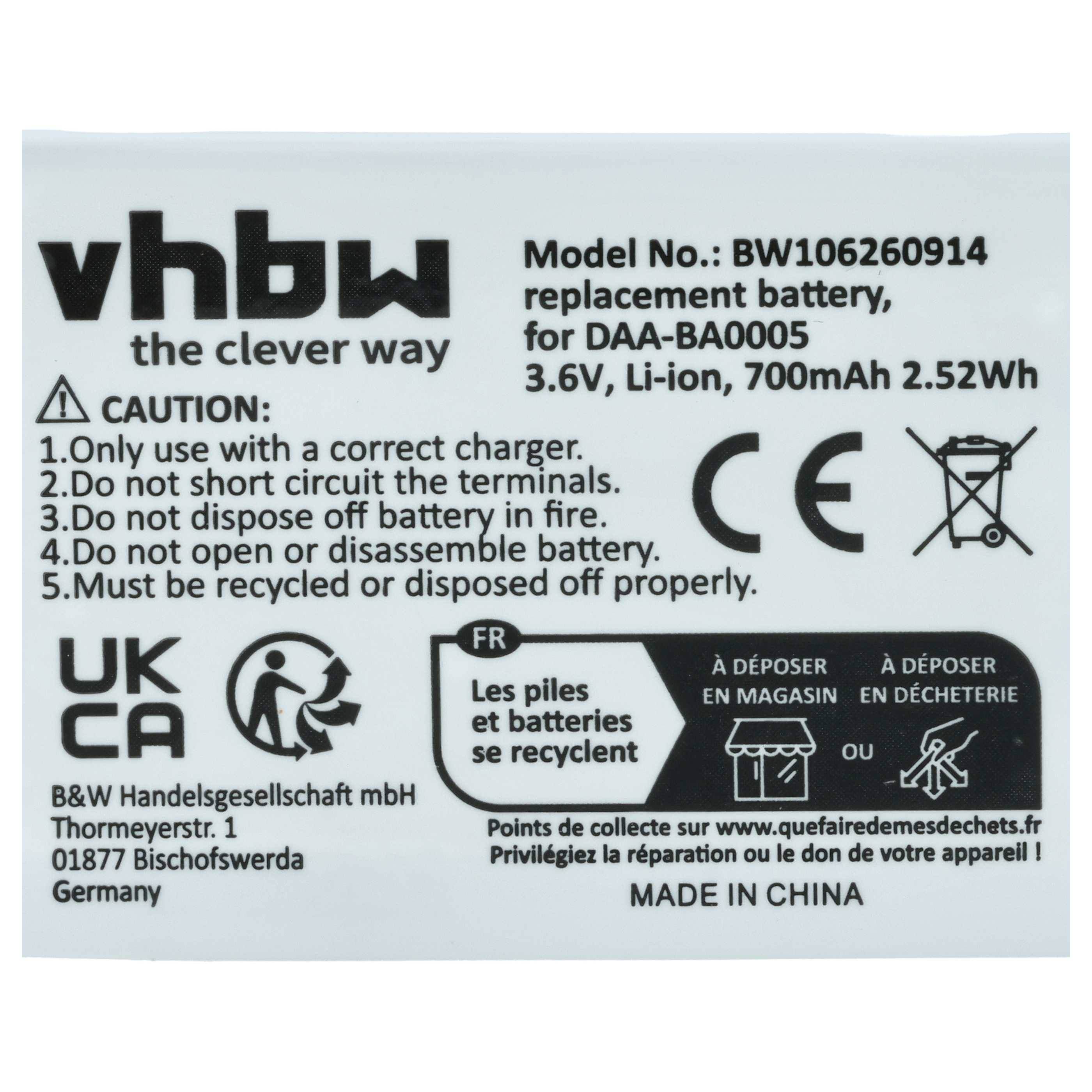 vhbw Akku kompatibel mit Creative Zen Micro Photo MP3-Player Musik Player (700mAh, 3,7V, Li-Polymer)