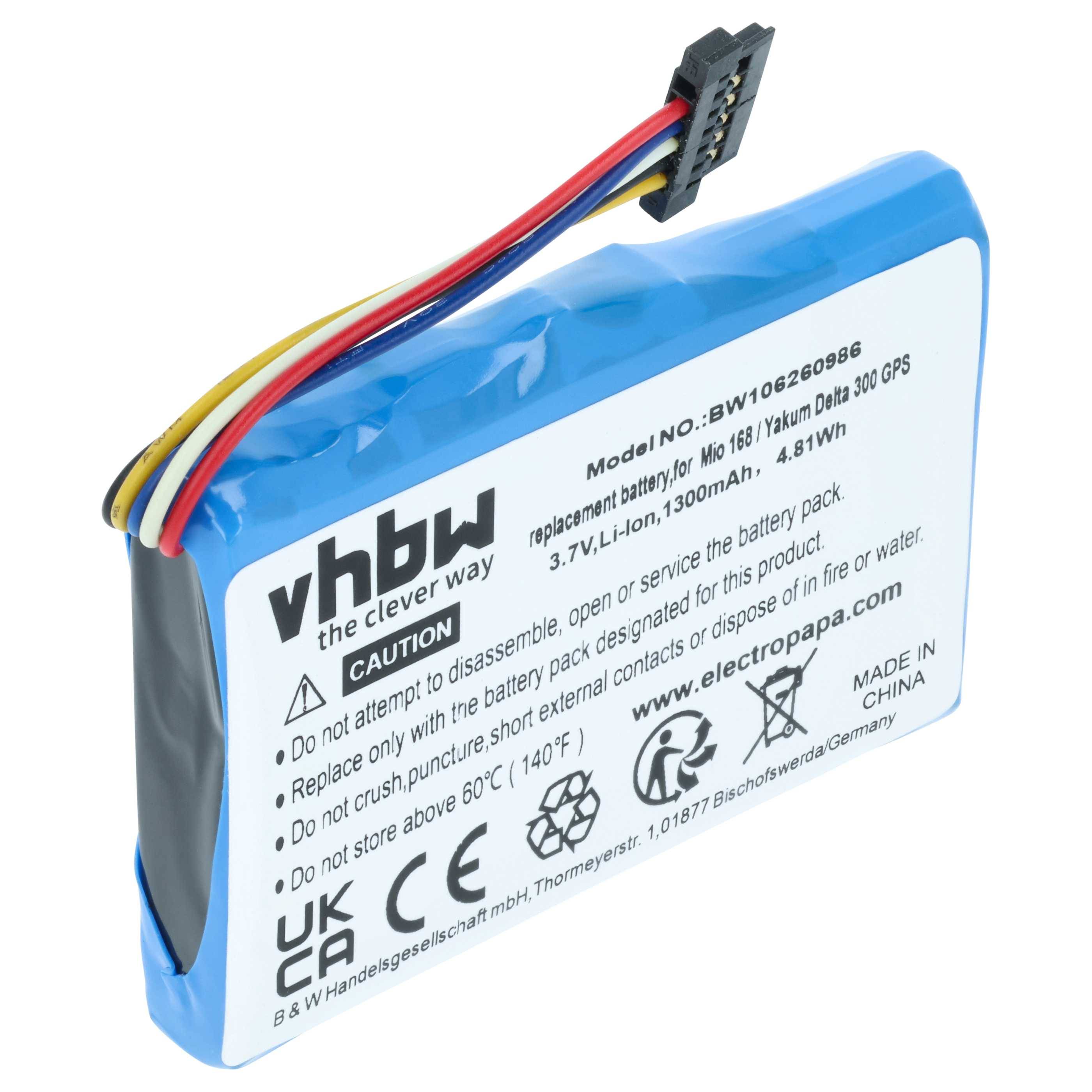 vhbw Akku kompatibel mit Aldi Medion MDPPC 150, MD95900, MD96800, MD95000 GPS Navigation Navi (1300 mAh, 3,7 V, Li-Ion)