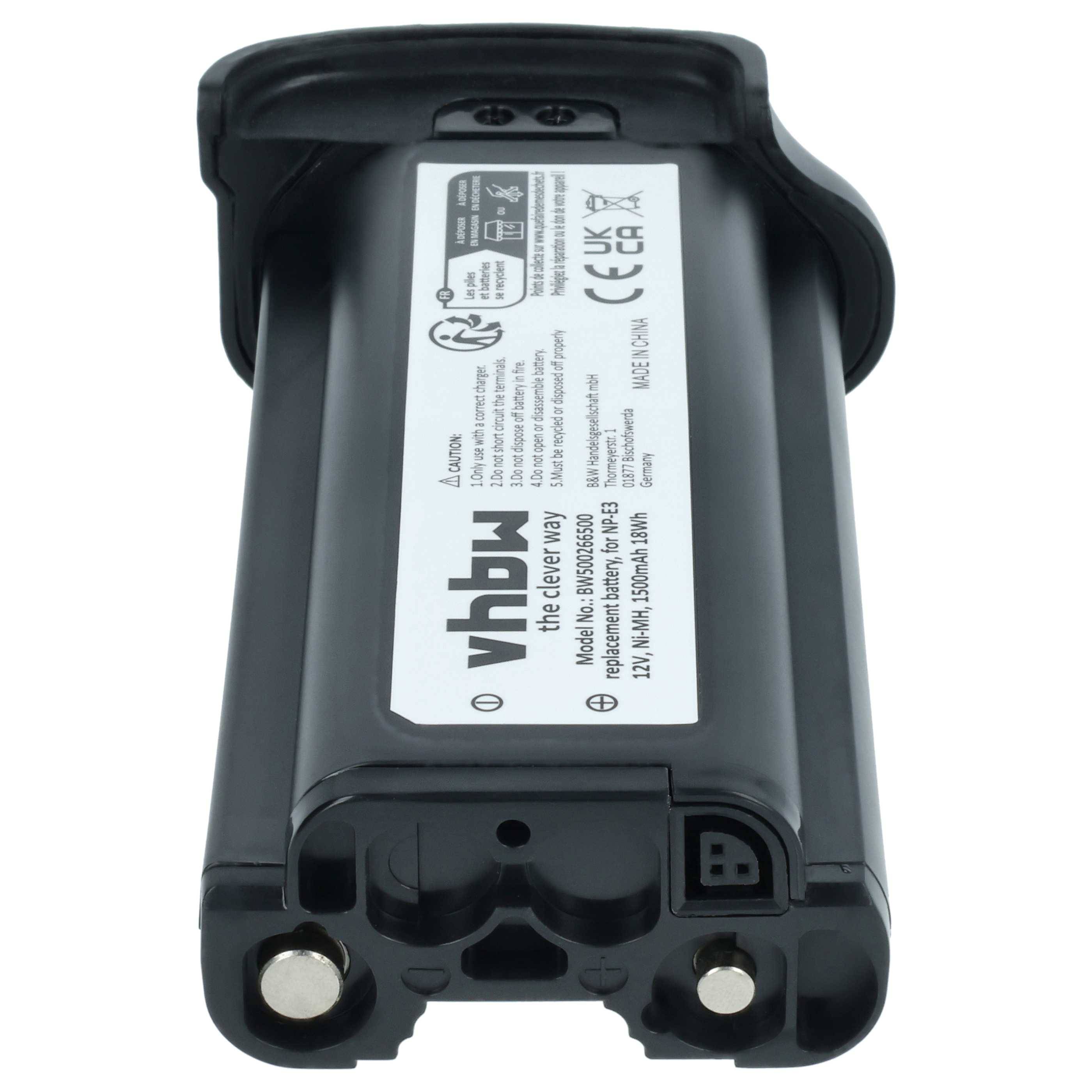 vhbw 3x Akku Ersatz für Canon NP-E3 für Kamera (1500 mAh, 12 V, NiMH)
