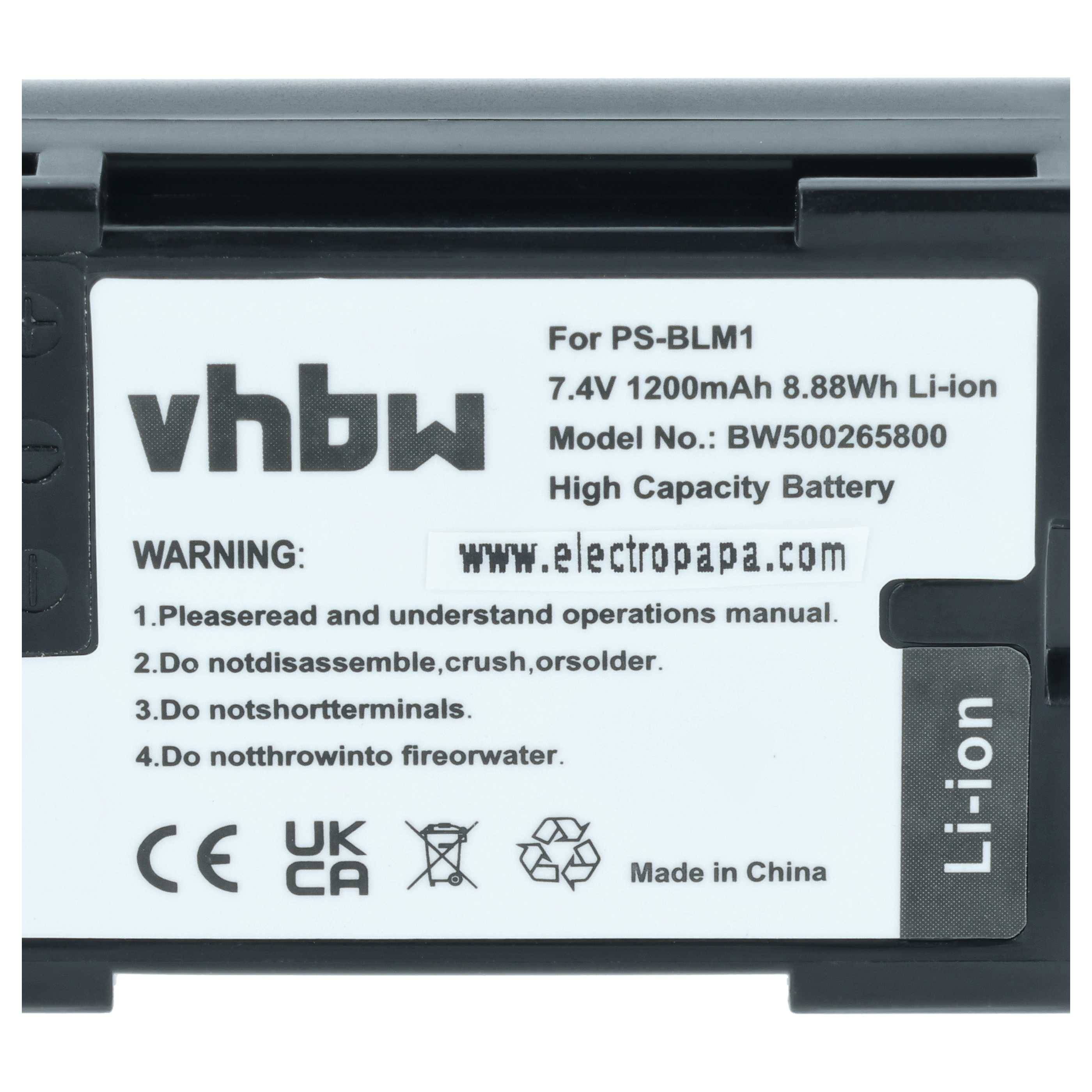 vhbw 3x Akku kompatibel mit Olympus E-30, E-300, E-330, C-5060 wide, E-510, E-1, E-3, E-500, E-520 Kamera (1200 mAh, 7,2 V, Li-Ion)
