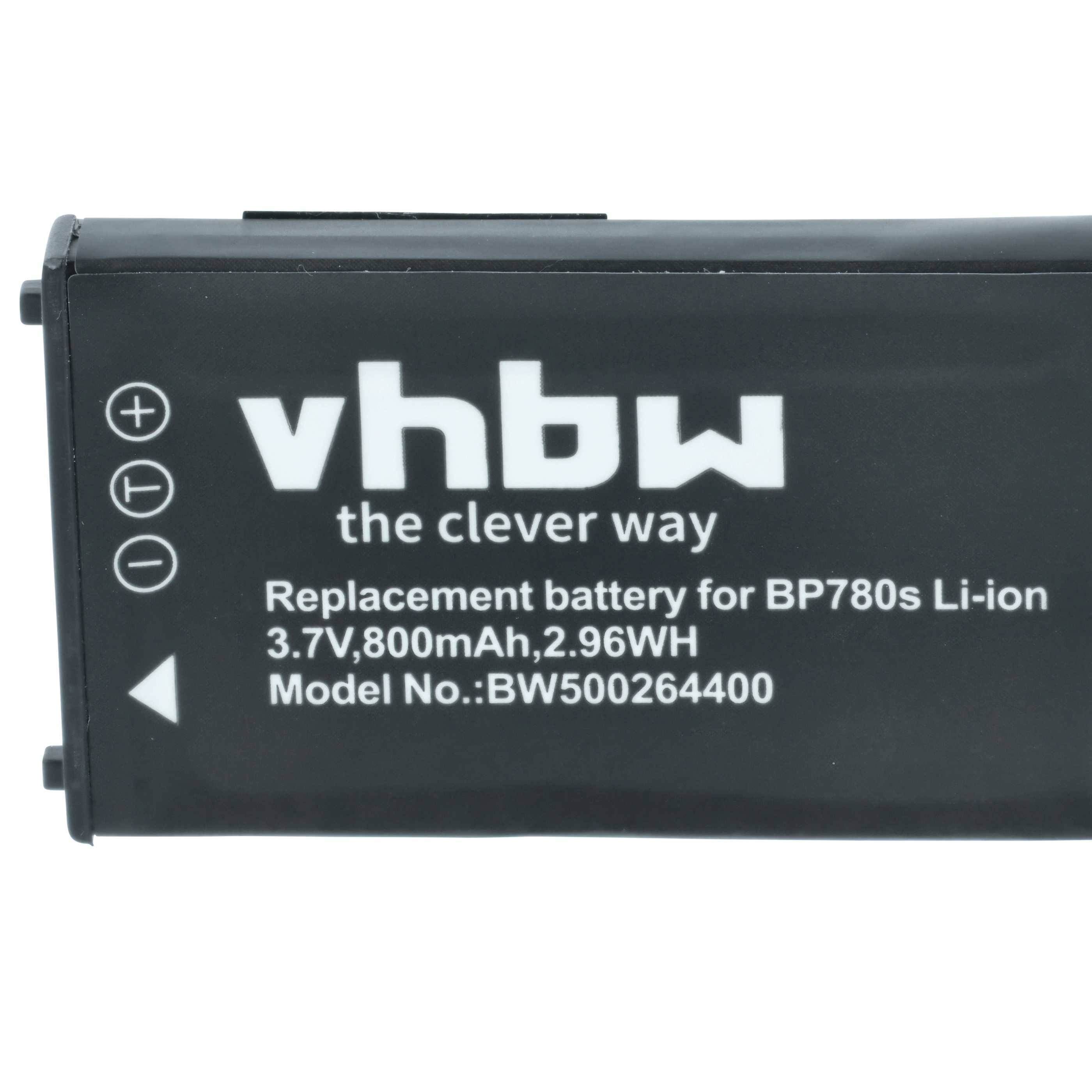 Eine wiederaufladbare Batterie mit der Bezeichnung 'vhbw 3,7V, 800mAh, 2,96Wh', entwickelt als Ersatz für BP780s Li-Ionen-Geräte, Modell-Nr.: BW500264400.