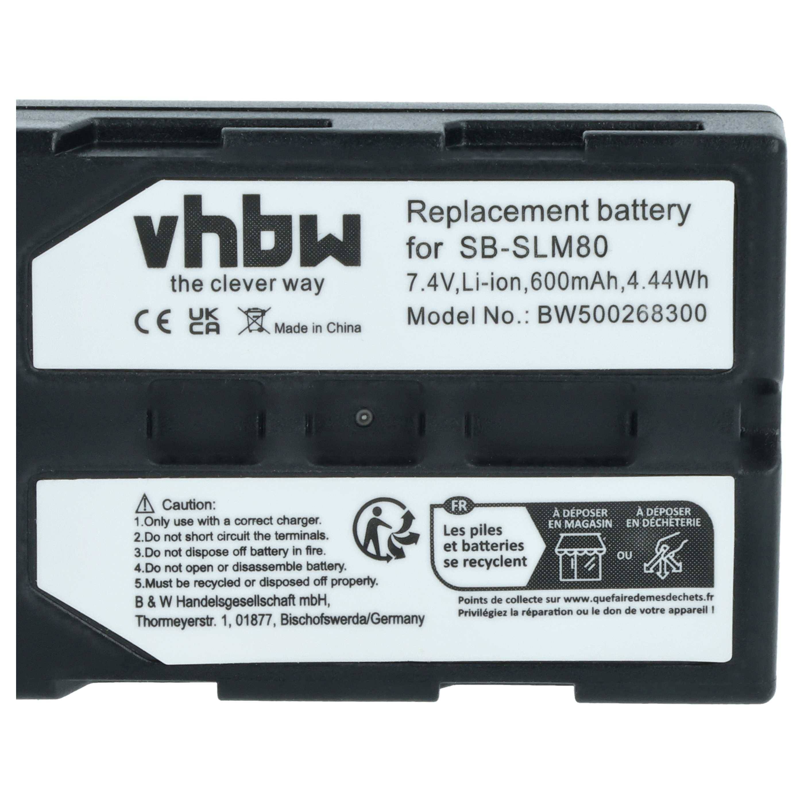 vhbw 3x Akku kompatibel mit Samsung VP-DC163, VP-DC161W, VP-DC161, VP-D6550, VP-D653, VP-D651 Videokamera Camcorder (600 mAh, 7,2 V, Li-Ion)
