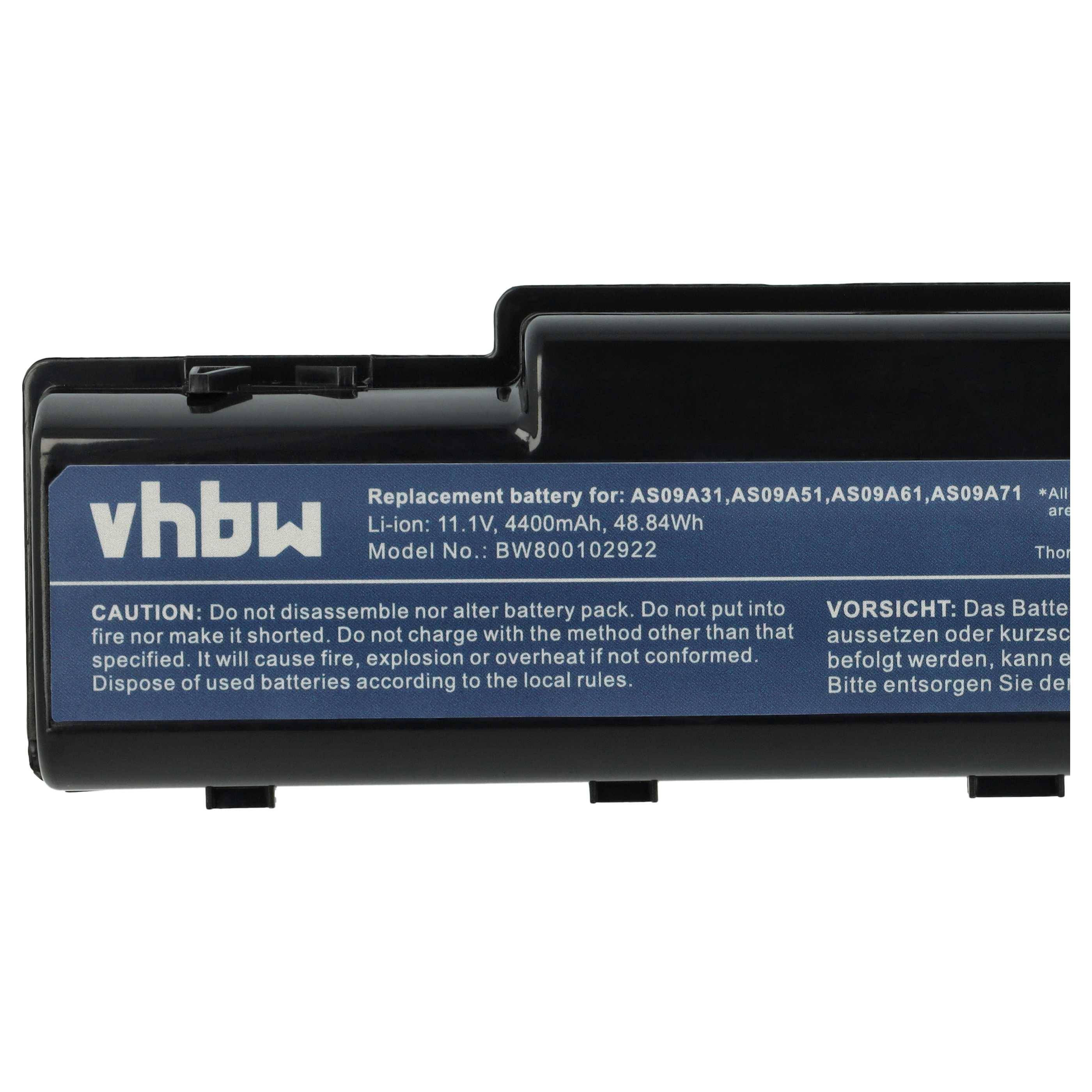 vhbw Akku kompatibel mit Packard Bell EasyNote TR87, TR83, TR85, TR86 Notebook (4400 mAh, 11,1 V, Li-Ion)