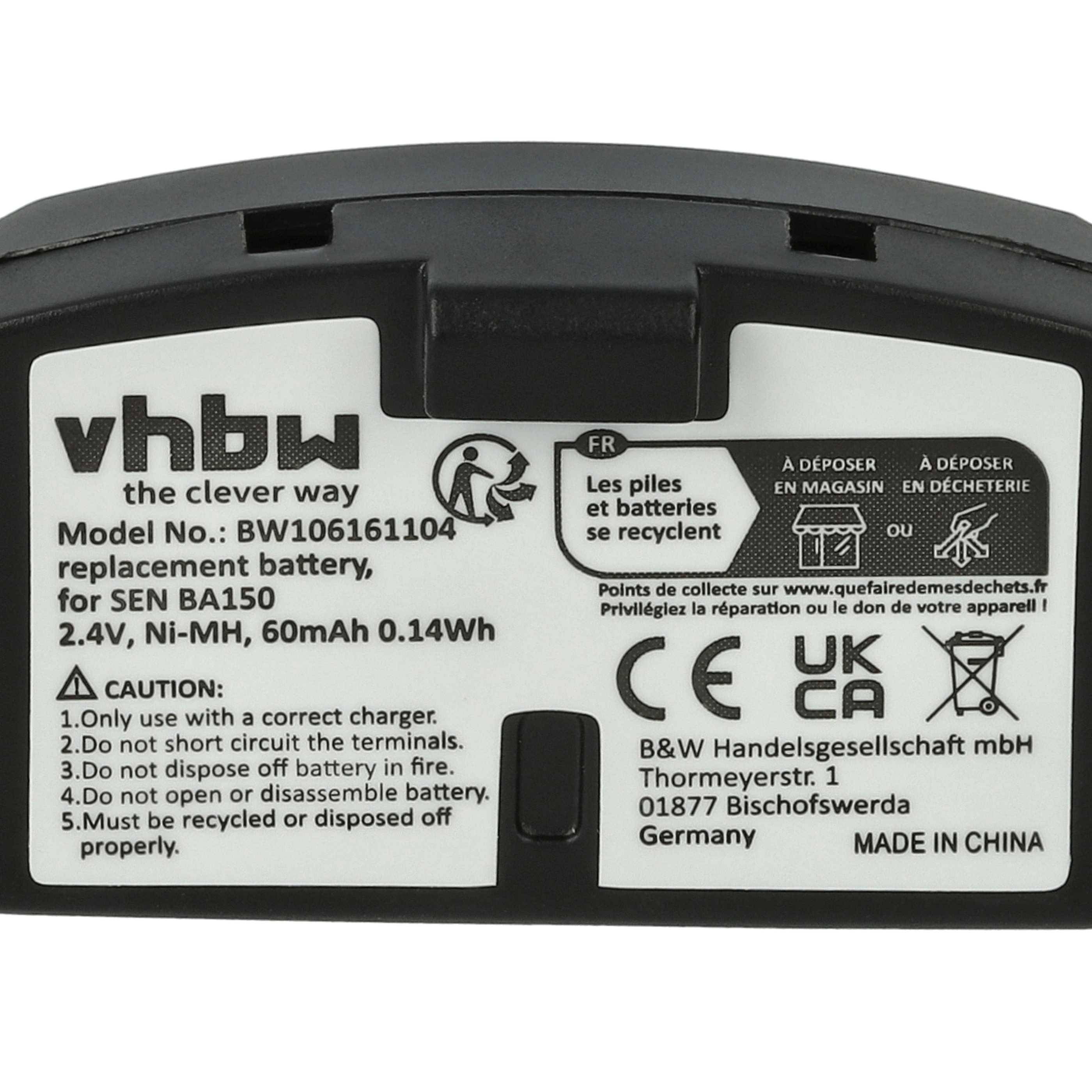 vhbw 10x Akku kompatibel mit AKG Kopfhörer Balance K 216 AFC, K 215 AFC, K 122 IR Wireless Headset Kopfhörer (60 mAh, 2,4 V, NiMH)