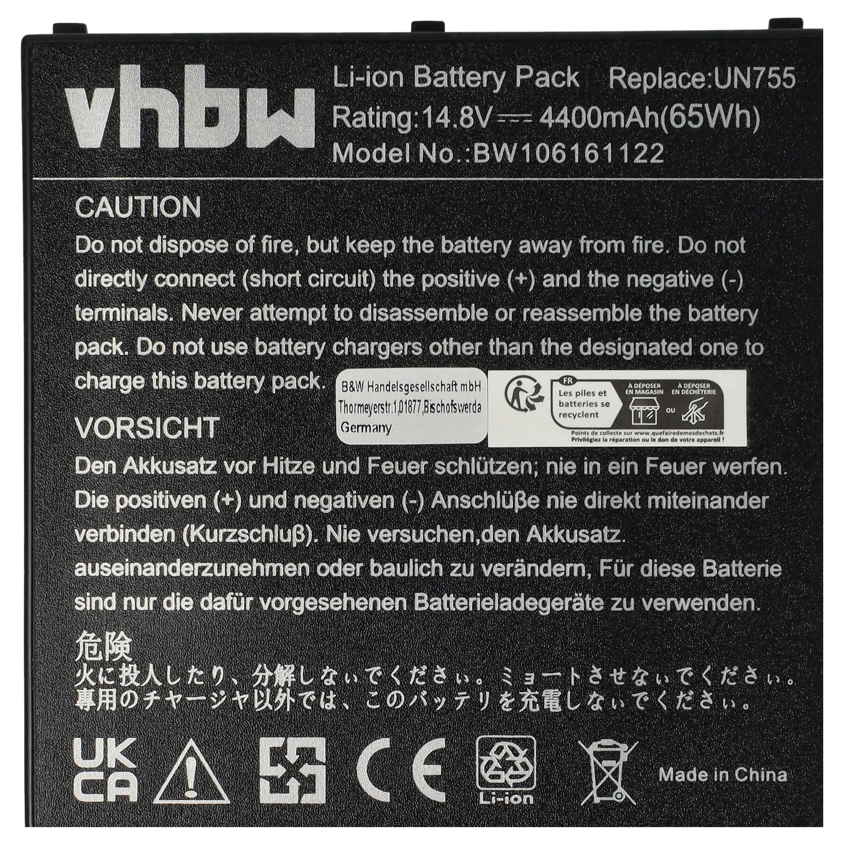 vhbw Akku kompatibel mit Gericom 755IA6, 755IAX, 755CAO, 755II0, 755INX Notebook (4400 mAh, 14,8 V, Li-Ion)