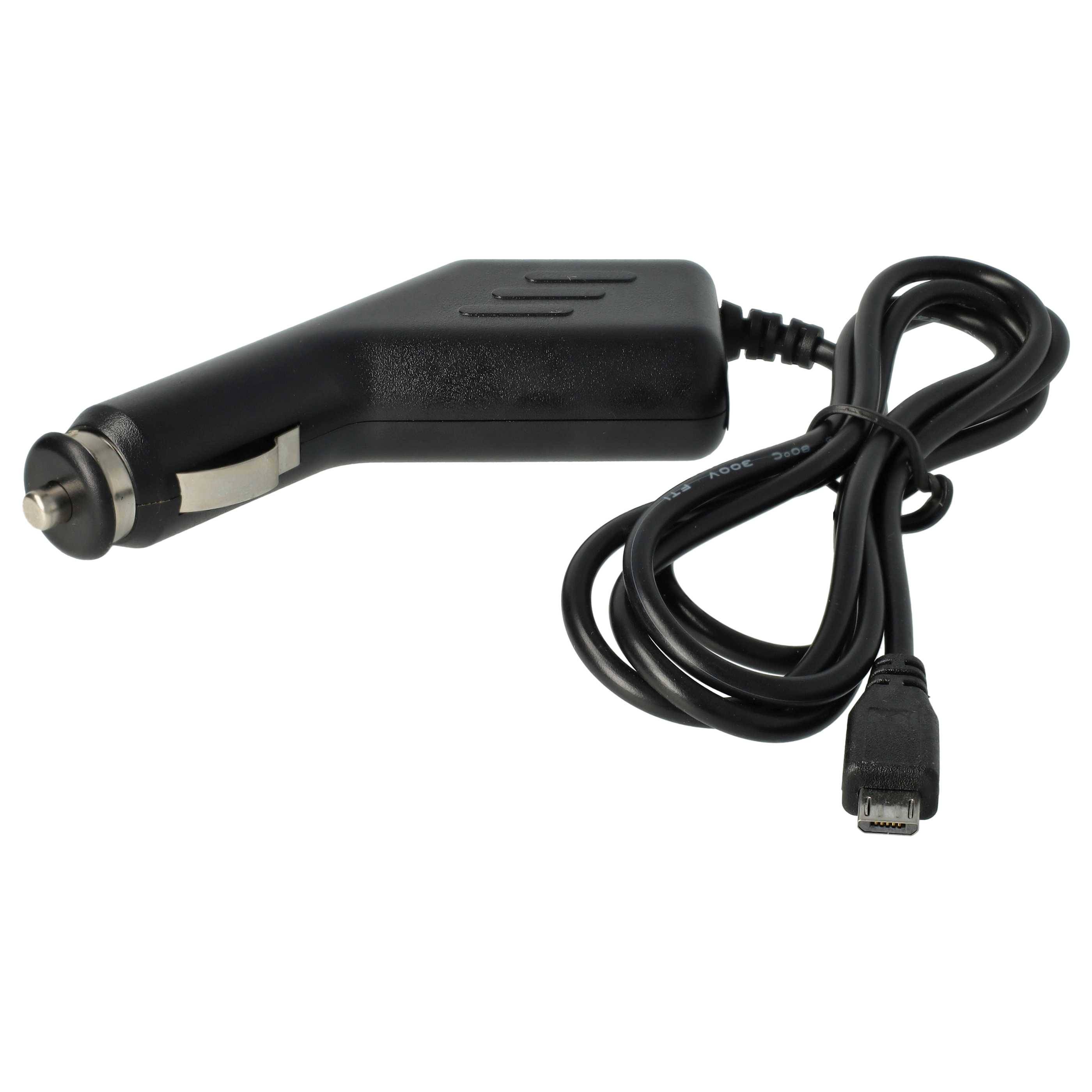 vhbw Autoladekabel Micro-USB 12V Zigarettenanzünder Adapter 1,0 A für Smartphone, GPS, Mp3-Player, Navi Schwarz 12 cm