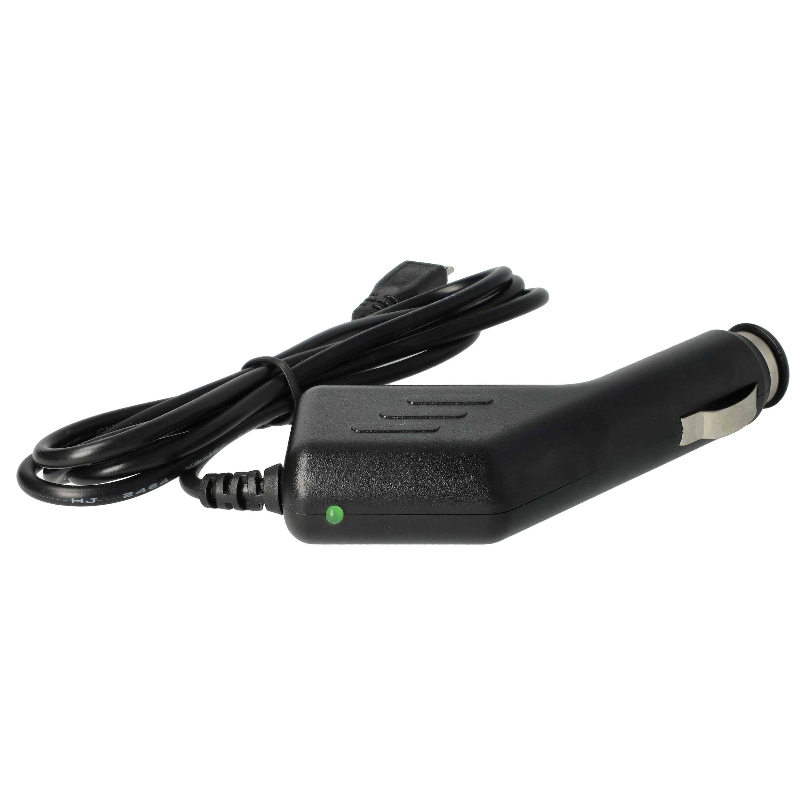 vhbw Autoladekabel Micro-USB 12V Zigarettenanzünder Adapter 1,0 A für Smartphone, GPS, Mp3-Player, Navi Schwarz 12 cm