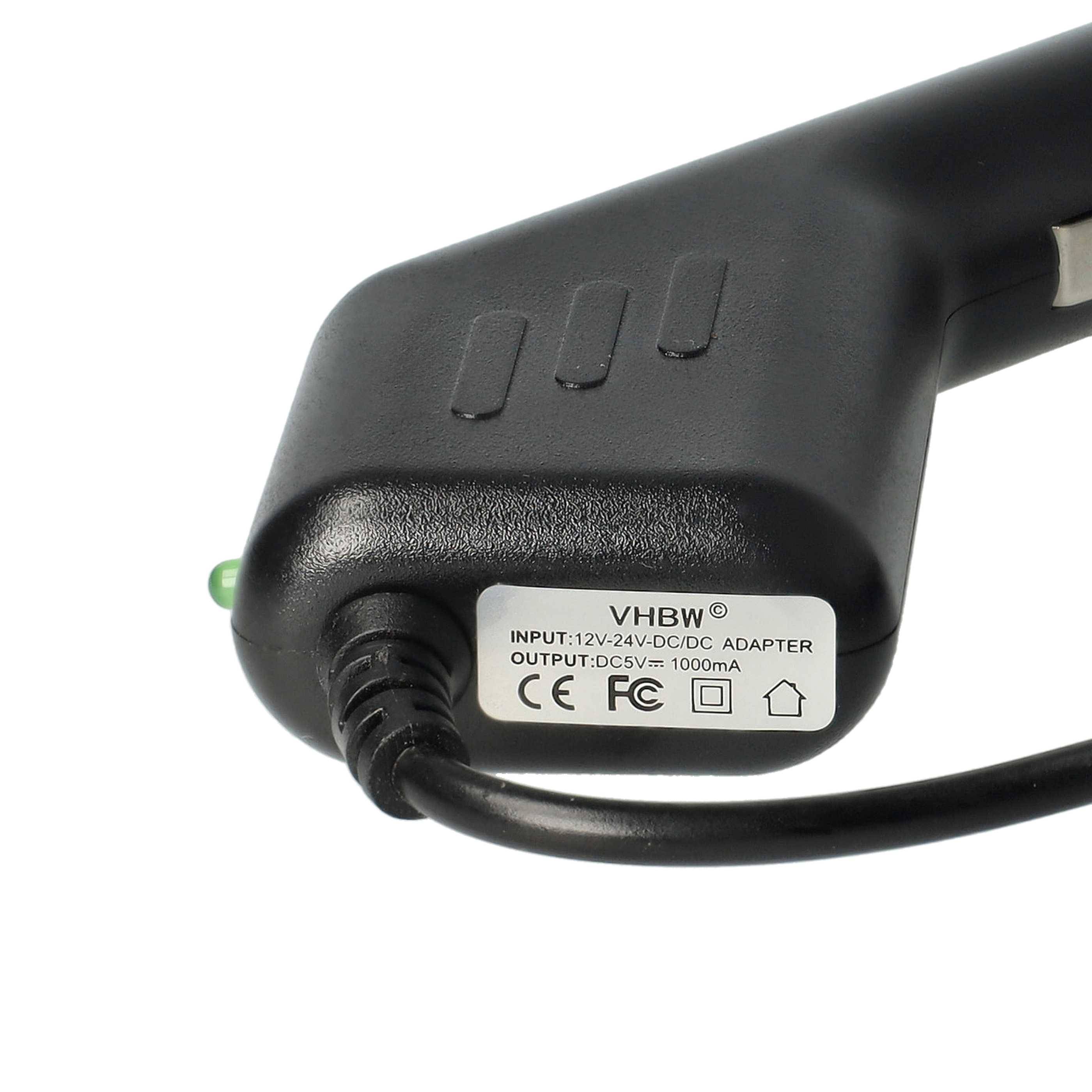 vhbw Autoladekabel Micro-USB 12V Zigarettenanzünder Adapter 1,0 A für Smartphone, GPS, Mp3-Player, Navi Schwarz 12 cm