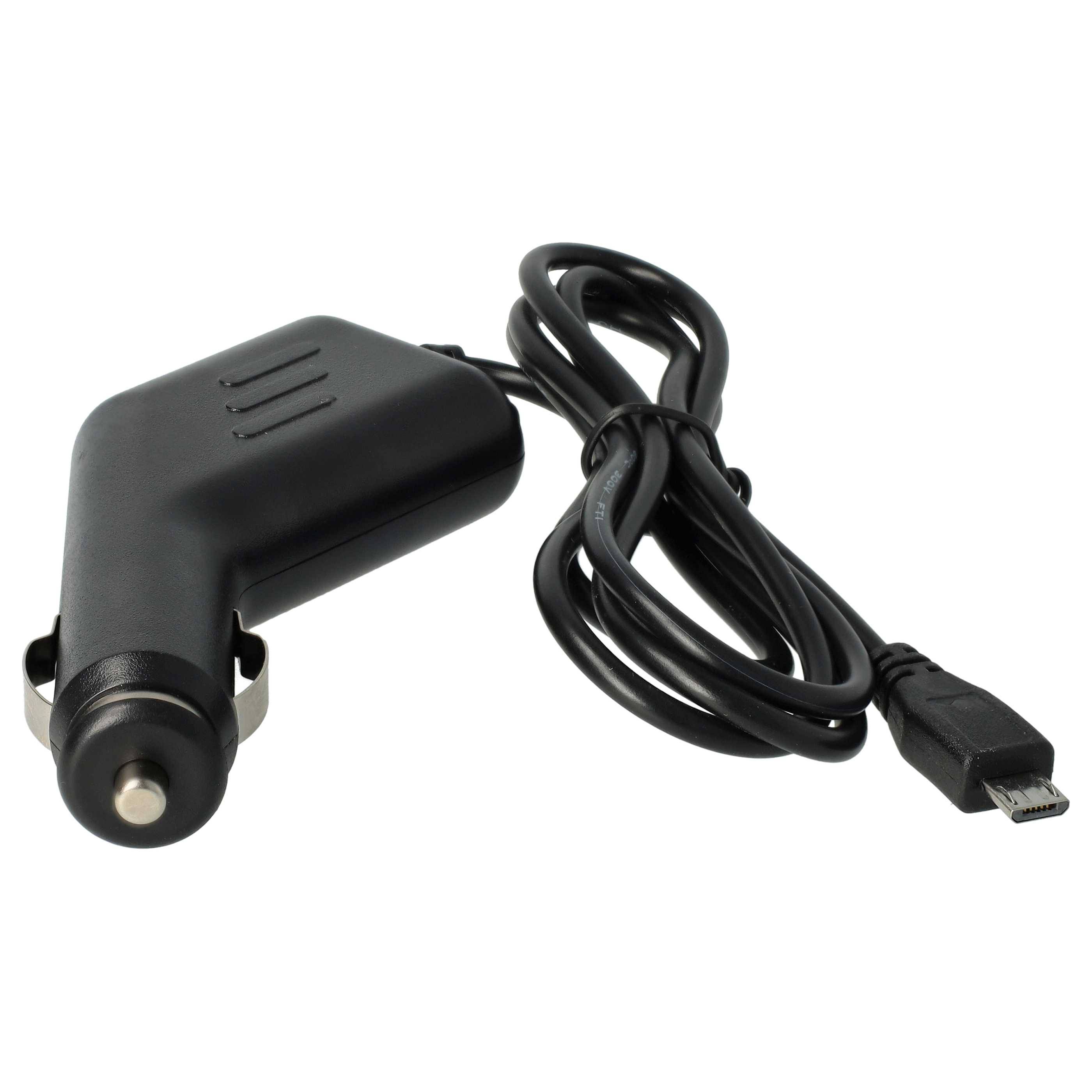 vhbw Autoladekabel Micro-USB 12V Zigarettenanzünder Adapter 1,0 A für Smartphone, GPS, Mp3-Player, Navi Schwarz 12 cm