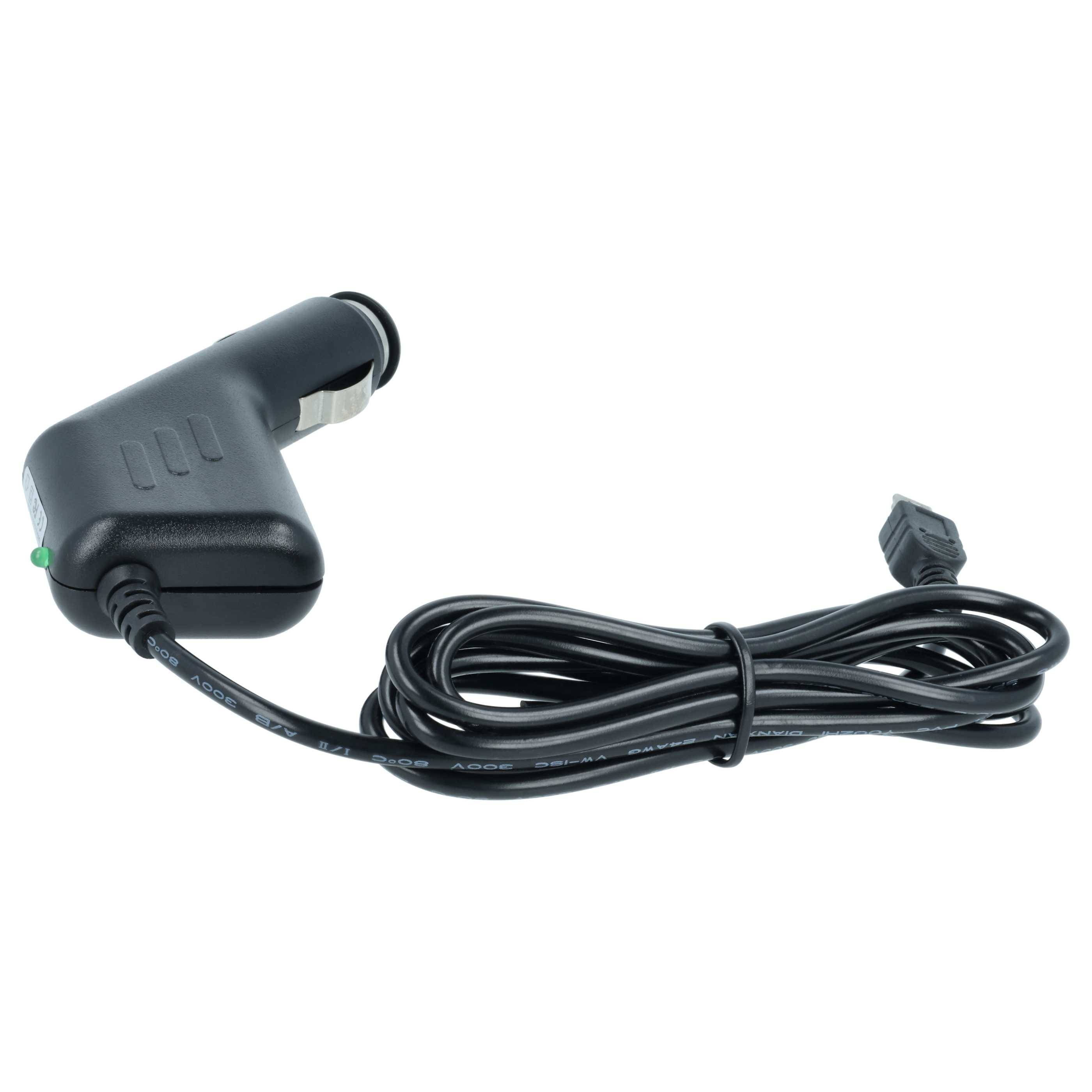 vhbw KFZ-Ladekabel kompatibel mit TomTom ONE GO 940, 930, 920, 730, 920T, 740 Live Navigationsgerät - 12V Ladegerät Schwarz