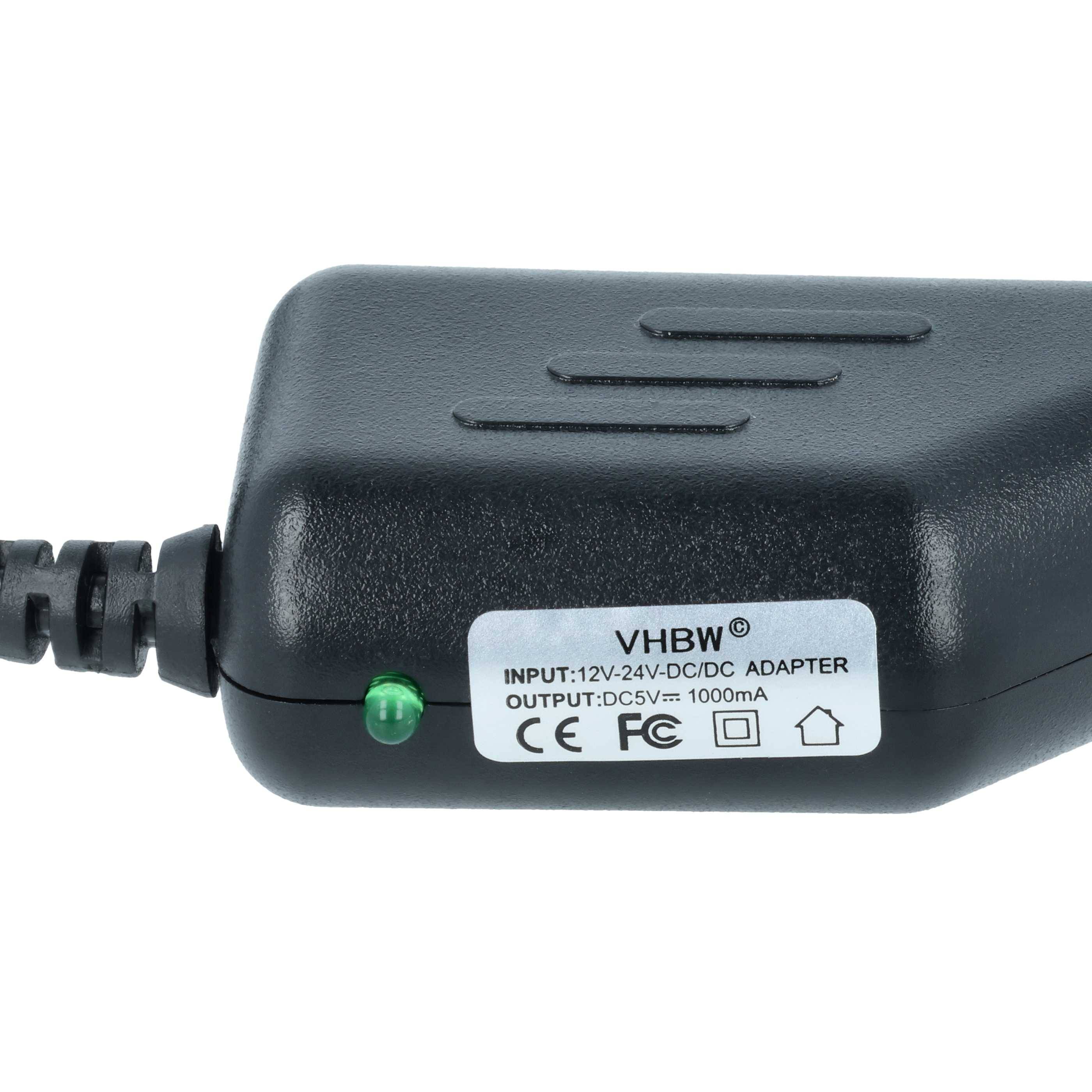 vhbw KFZ-Ladekabel kompatibel mit Mitac Mio A700, A501, A201, C320, C250, C220, A701 Navigationsgerät - 12V Ladegerät Schwarz