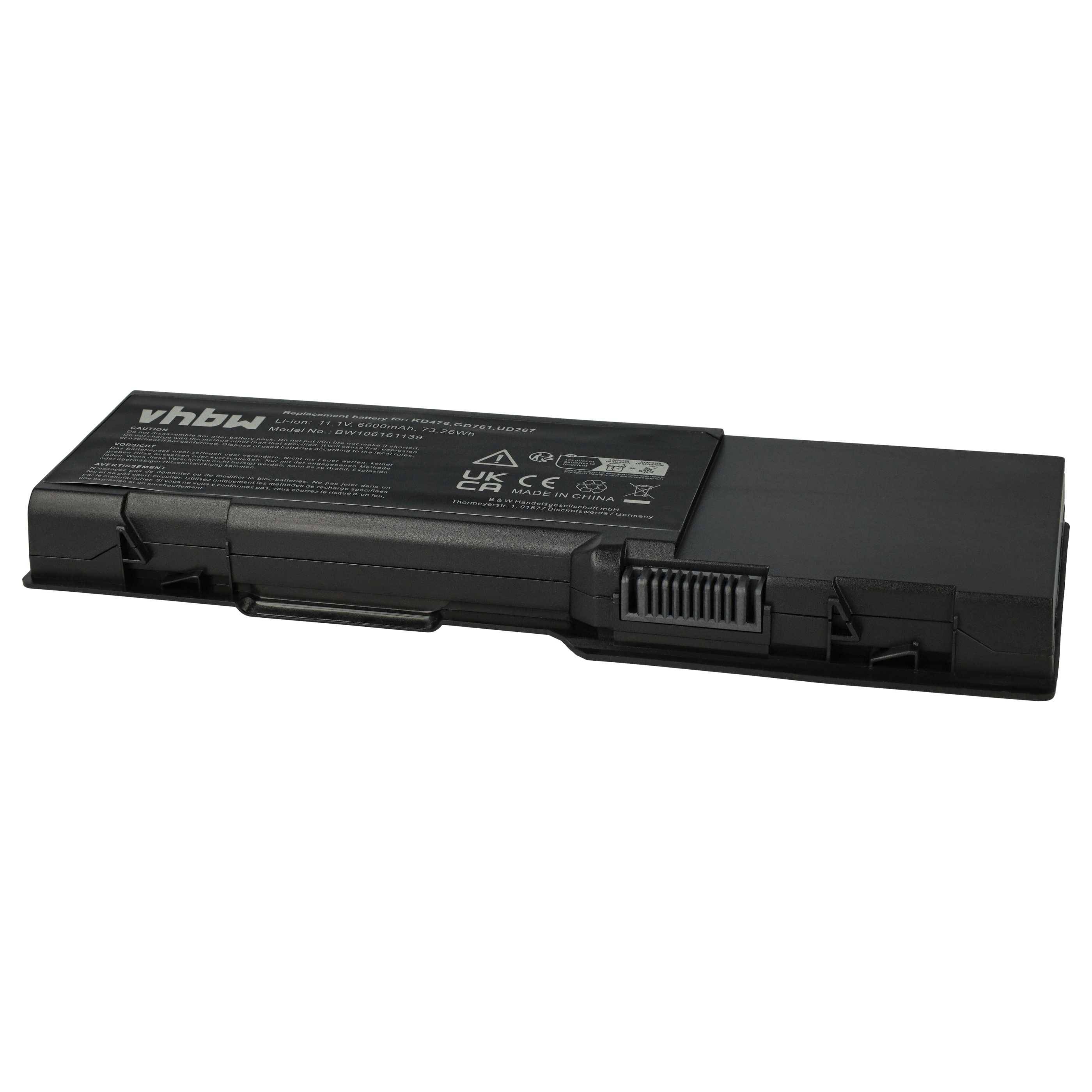 vhbw 1x Akku Ersatz für Dell Y4500, Y4501, XU937, Y436, UY628, XU882, XP115, XU863 für Notebook (6600 mAh, 11,1 V, Li-Ion)