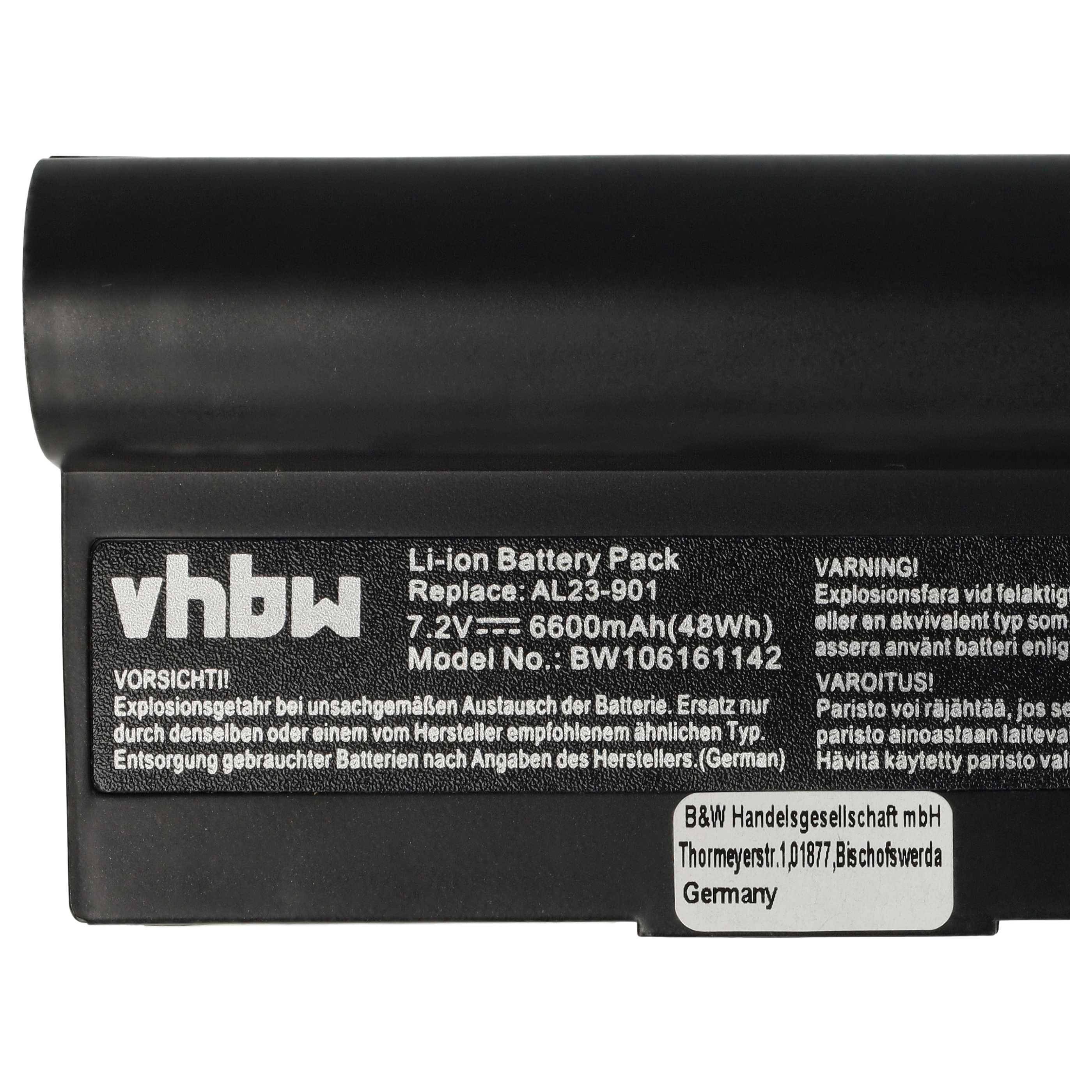 vhbw Akku kompatibel mit Asus Eee PC 901, 901 Go, 904, 904HD, 1000, 1000H, 1000H Go, 1000HA, 1000HD, 1000HE, 1000HG Notebook (6600 mAh, 7,4