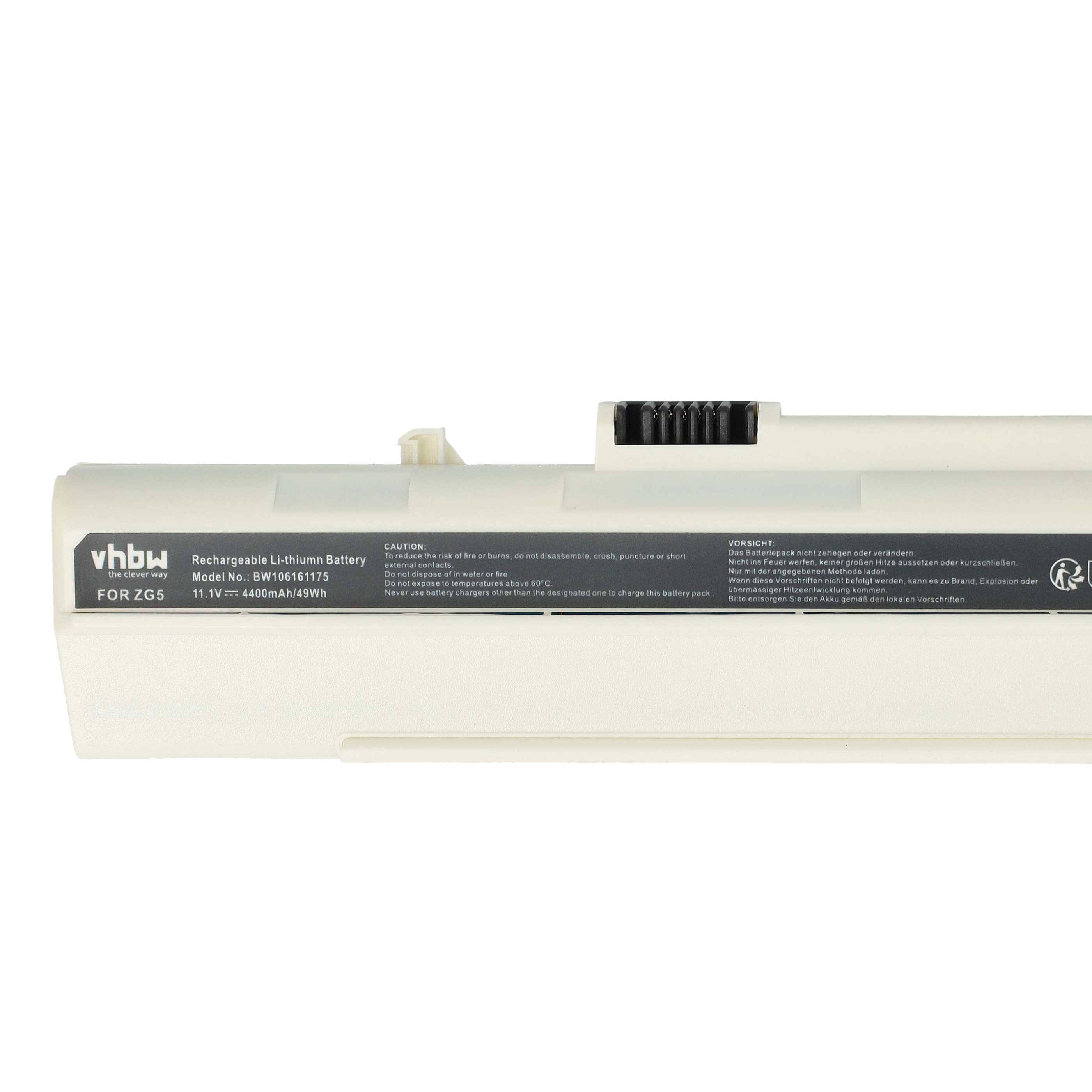 vhbw Akku Ersatz für Acer UM08B73, UM08B72, UM08B74 für Notebook (4400 mAh, 11,1 V, Li-Ion) - Farbe: weiß