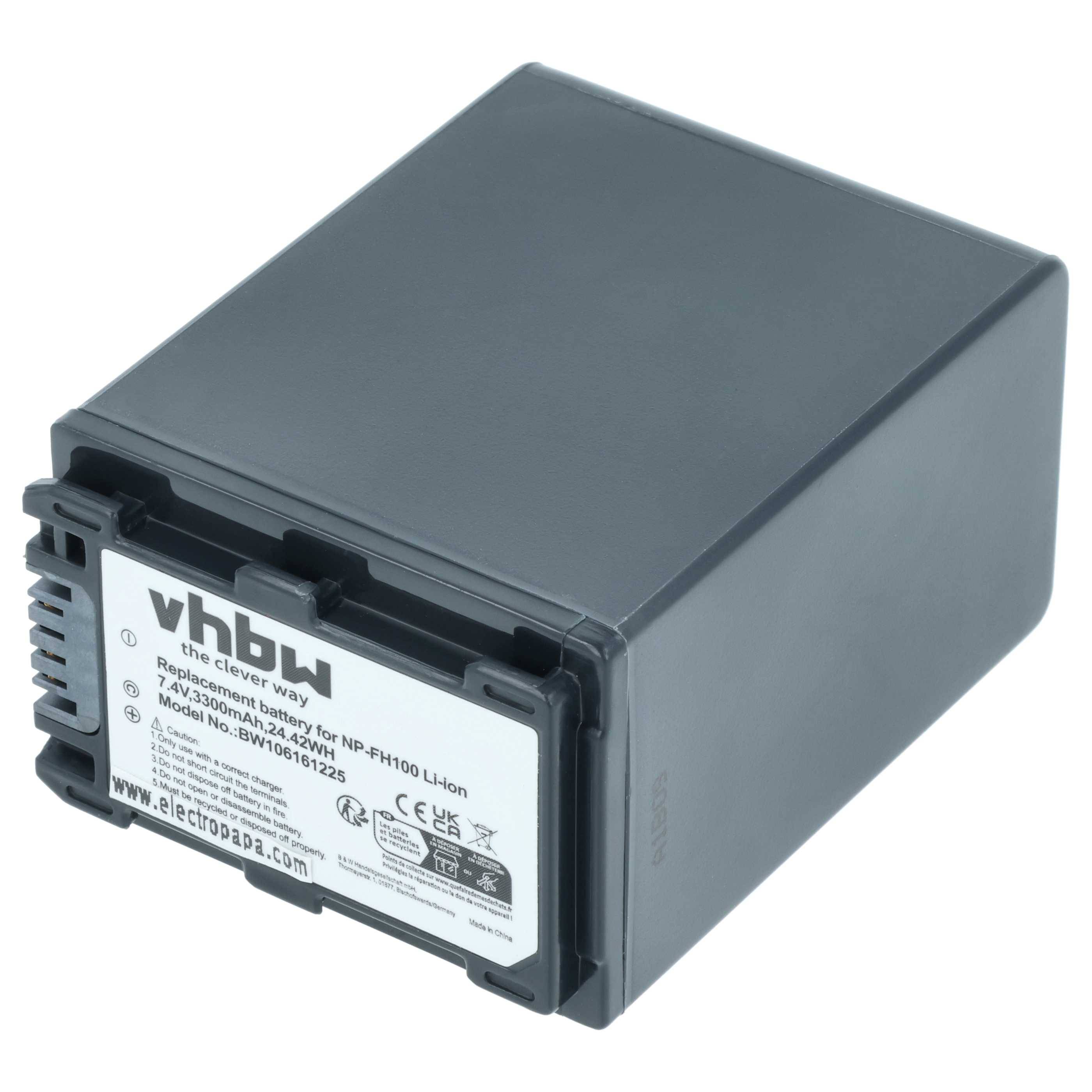 vhbw Akku kompatibel mit Sony DCR-DVD115(E), DCR-DVD150E, DCR-DVD150 Videokamera Camcorder (3300 mAh, 7,4 V, Li-Ion) + Infochip