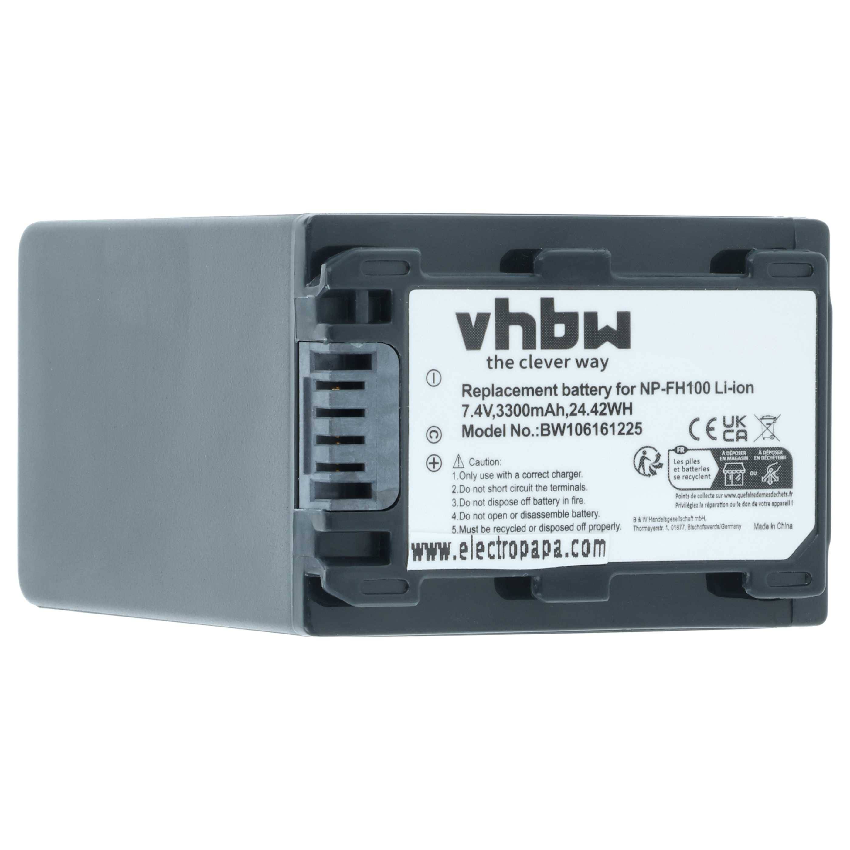 vhbw 3x Akku kompatibel mit Sony DCR-DVD115(E), DCR-DVD110(E), DCR-DVD150 Videokamera Camcorder (3300 mAh, 7,4 V, Li-Ion) + Infochip