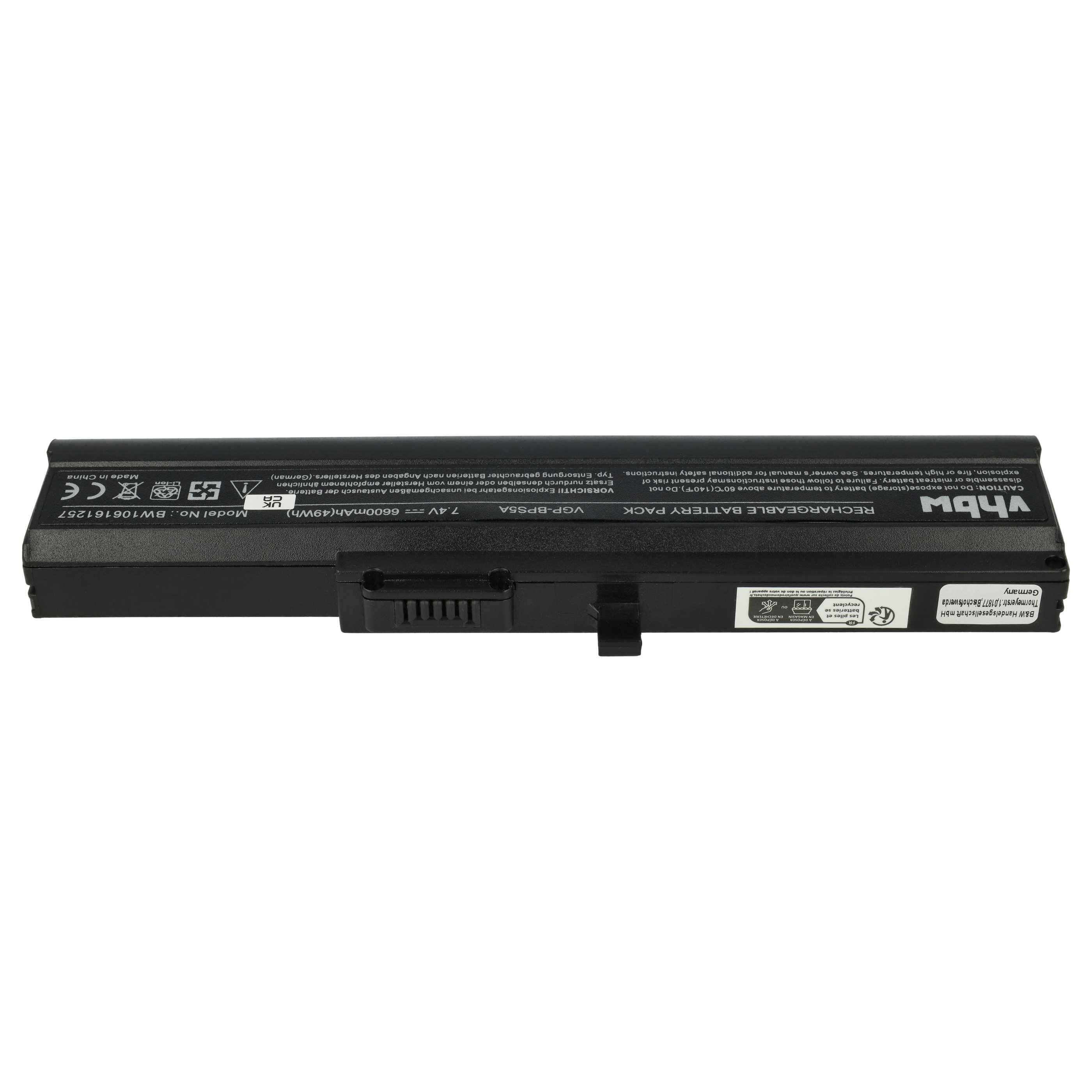 vhbw Akku kompatibel mit Sony Vaio VGN-TX57GN/B, VGN-TX57GN/T, VGN-TX58CN, VGN-TX5MN/W, VGN-TX5VN/L Notebook (6600mAh, 7,4V, Li-Ion)