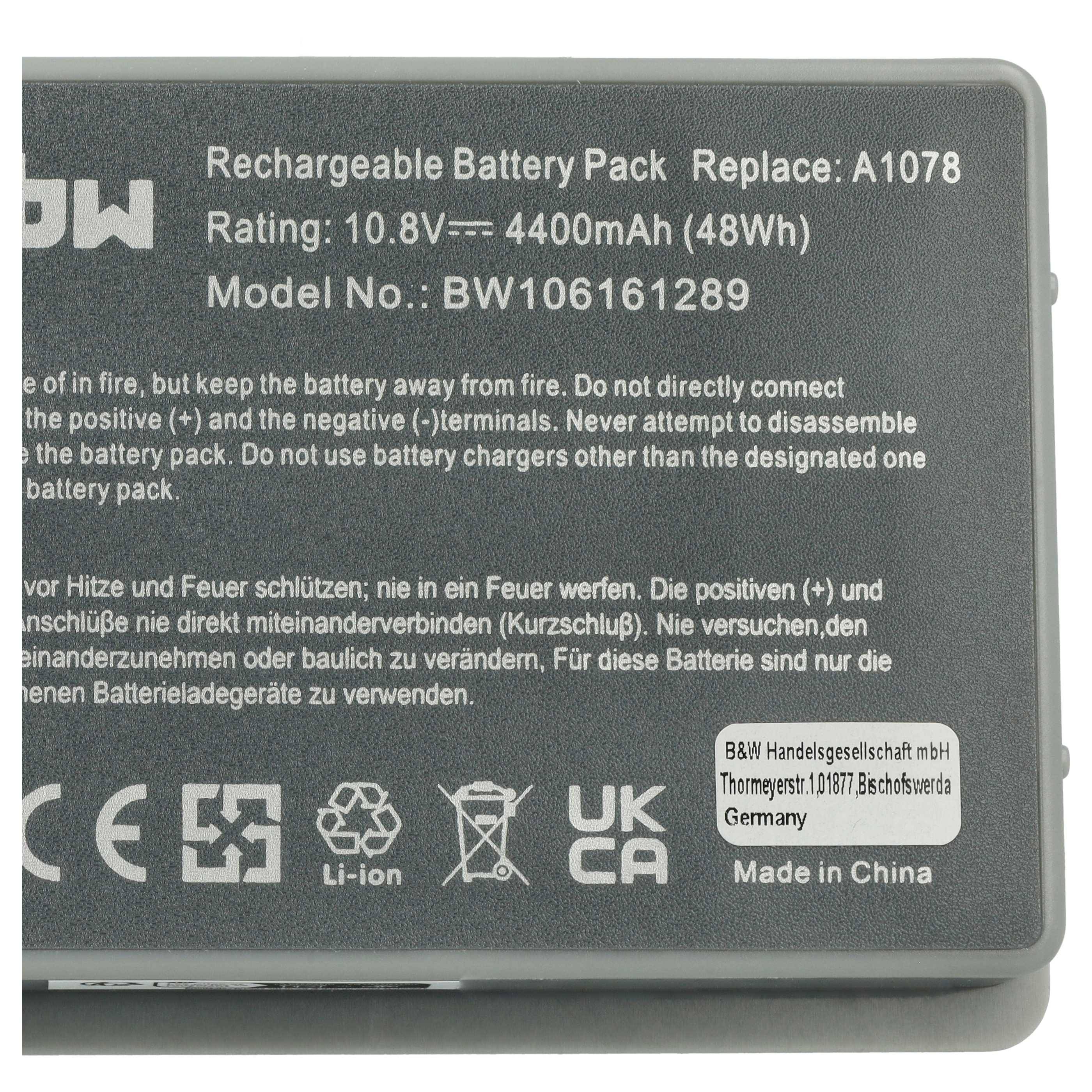 vhbw Akku kompatibel mit Apple PowerBook G4 15 M9677B/A, G4 15 M9677*/A, G4 15 M9676Z/A Notebook (4400 mAh, 10,8 V, Li-Ion)