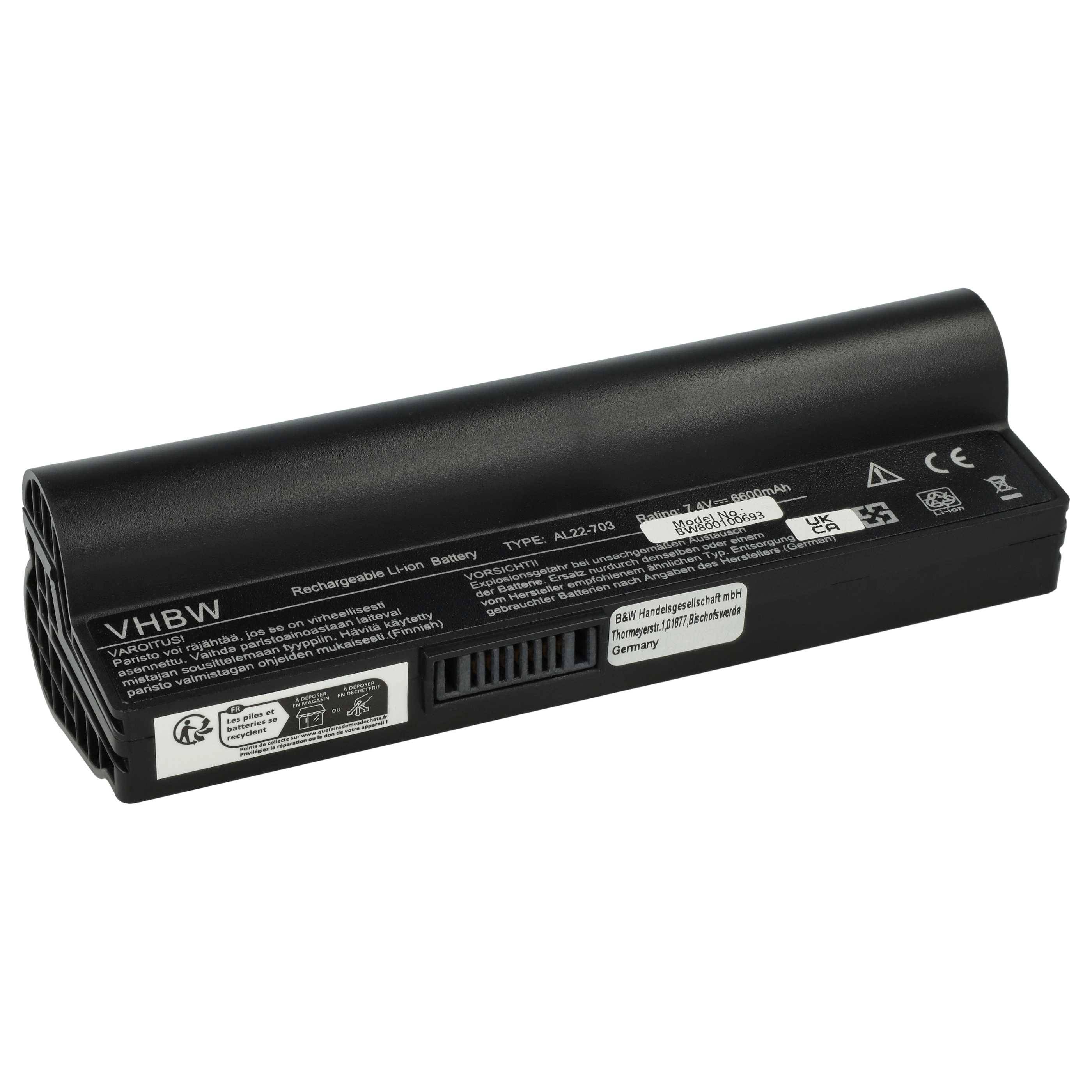 vhbw Akku Ersatz für Asus AL22-703 | für Notebook (6600 mAh, 7,4 V, Li-Ion)