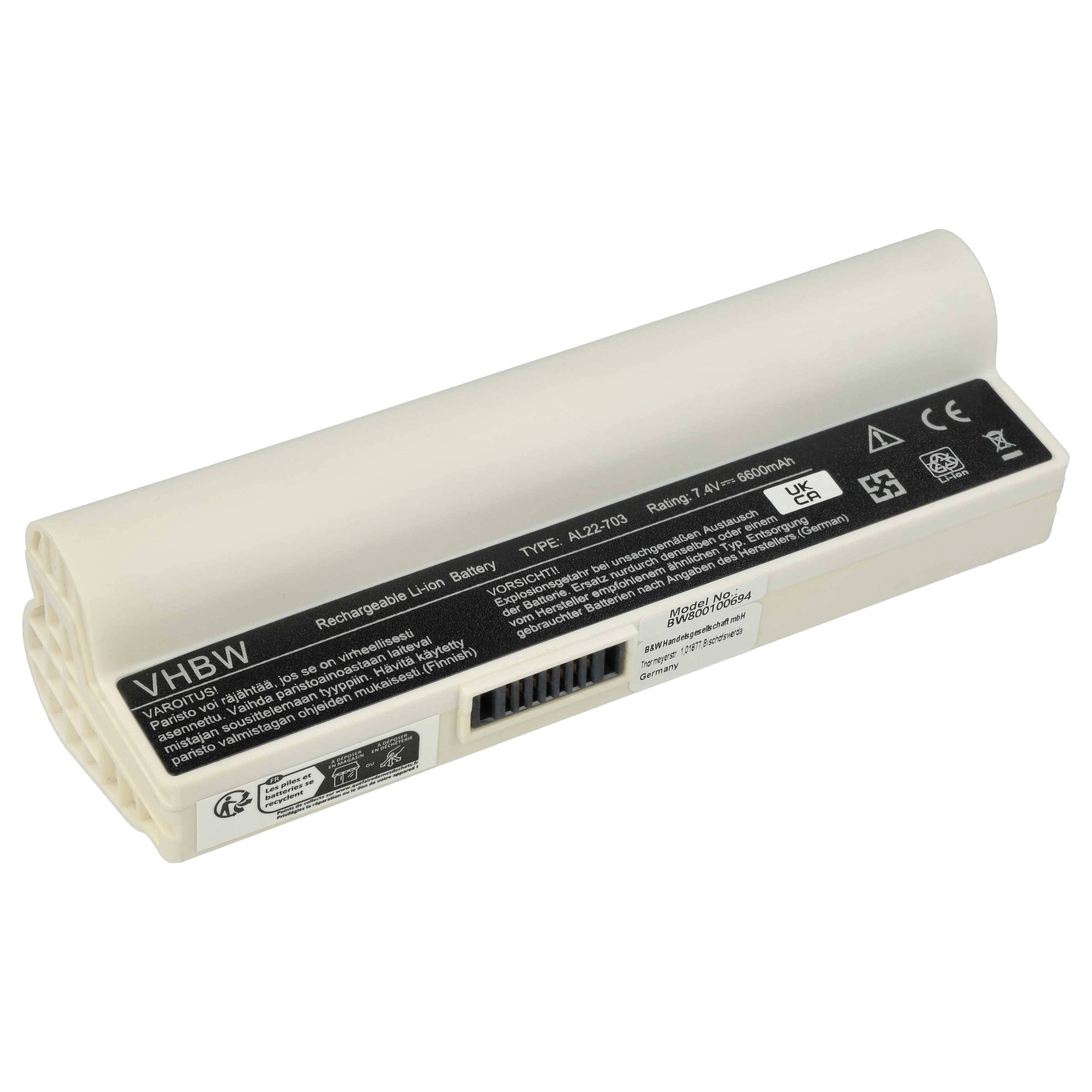 vhbw 1x Akku Ersatz für Asus AL22-703 für Notebook (6600 mAh, 7,4 V, Li-Ion)